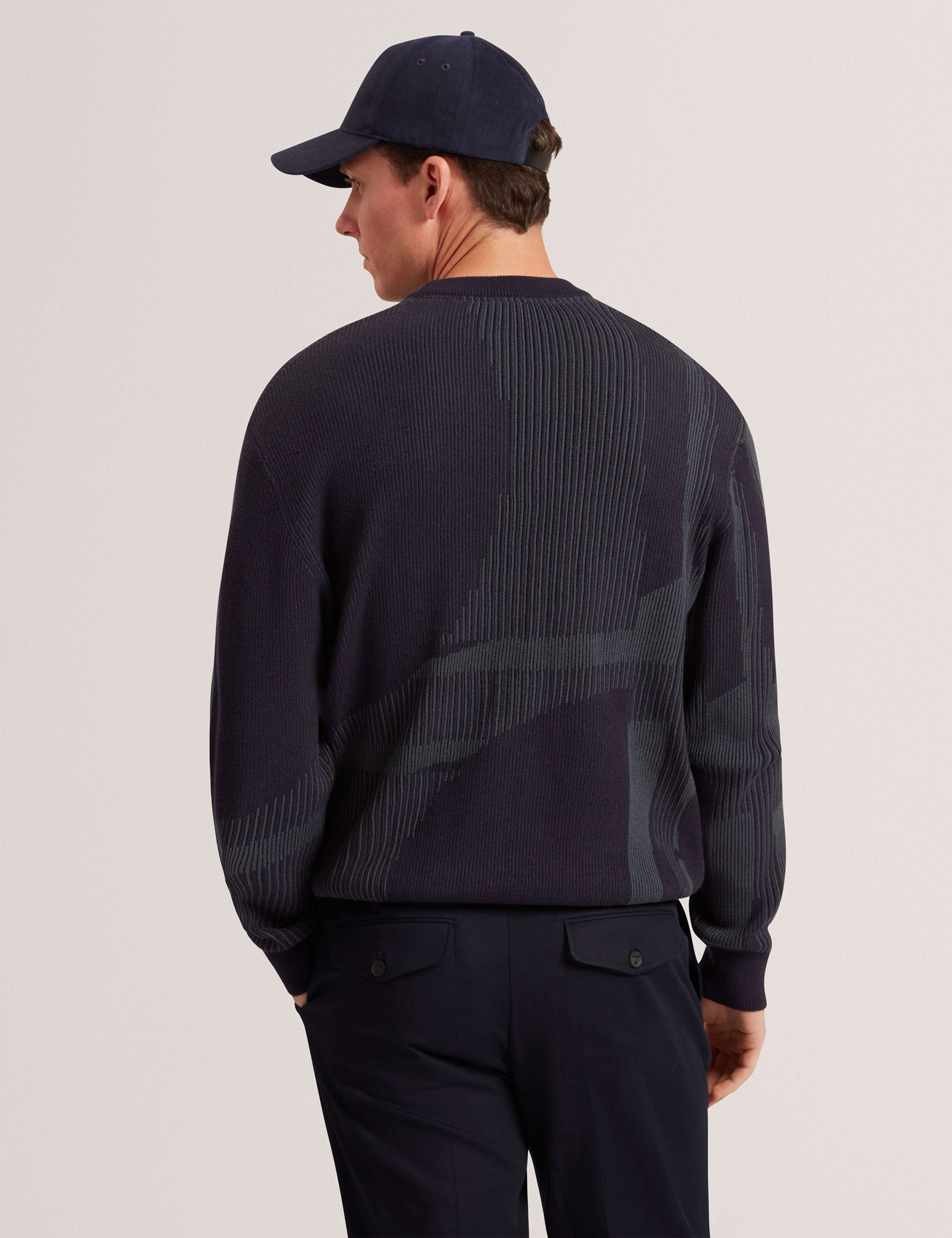 Ribbed Abstract Graphic Crew Neck Jumper 5 of 5