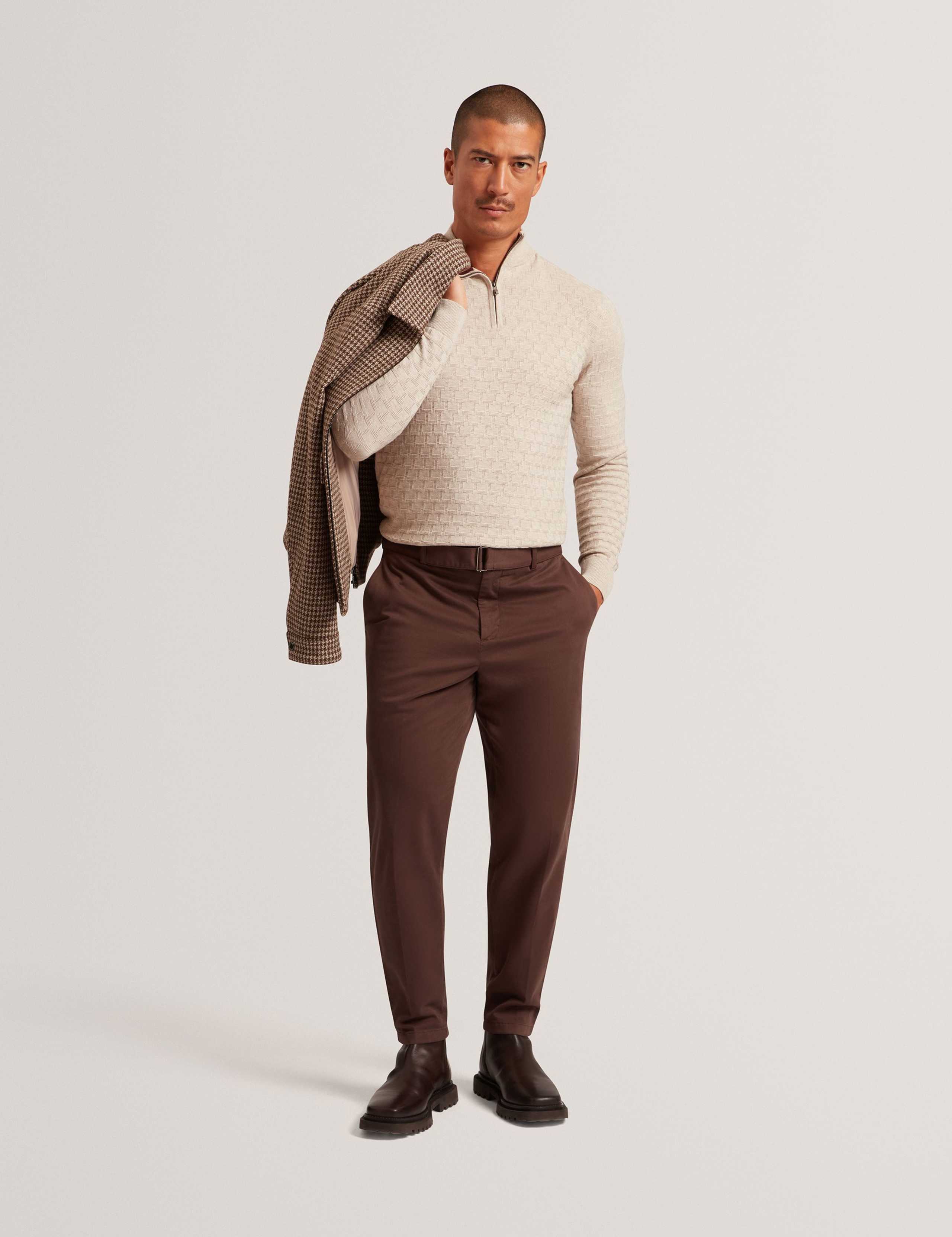 Cotton Rich Textured Half Zip Jumper 2 of 4