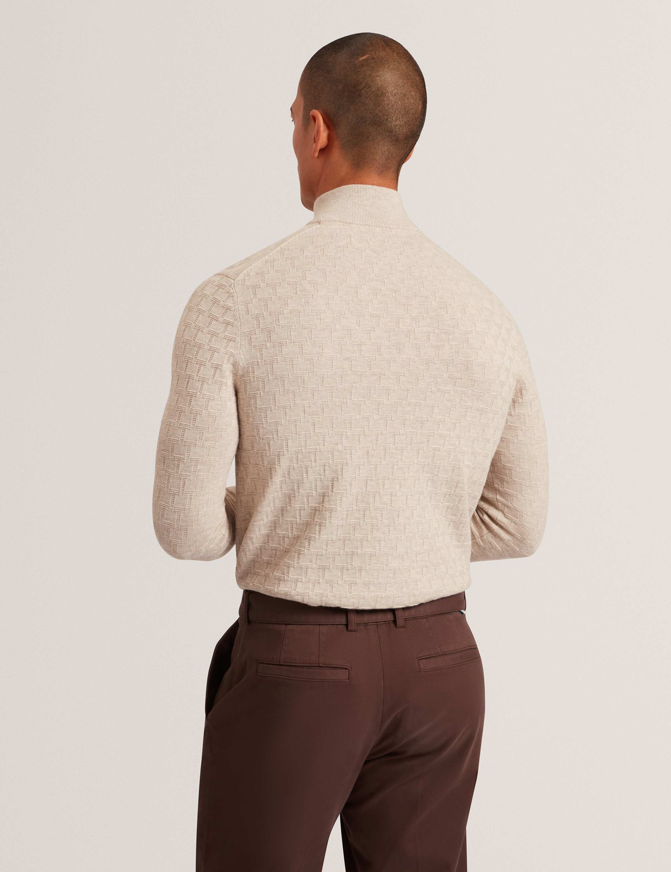 Cotton Rich Textured Half Zip Jumper 3 of 4