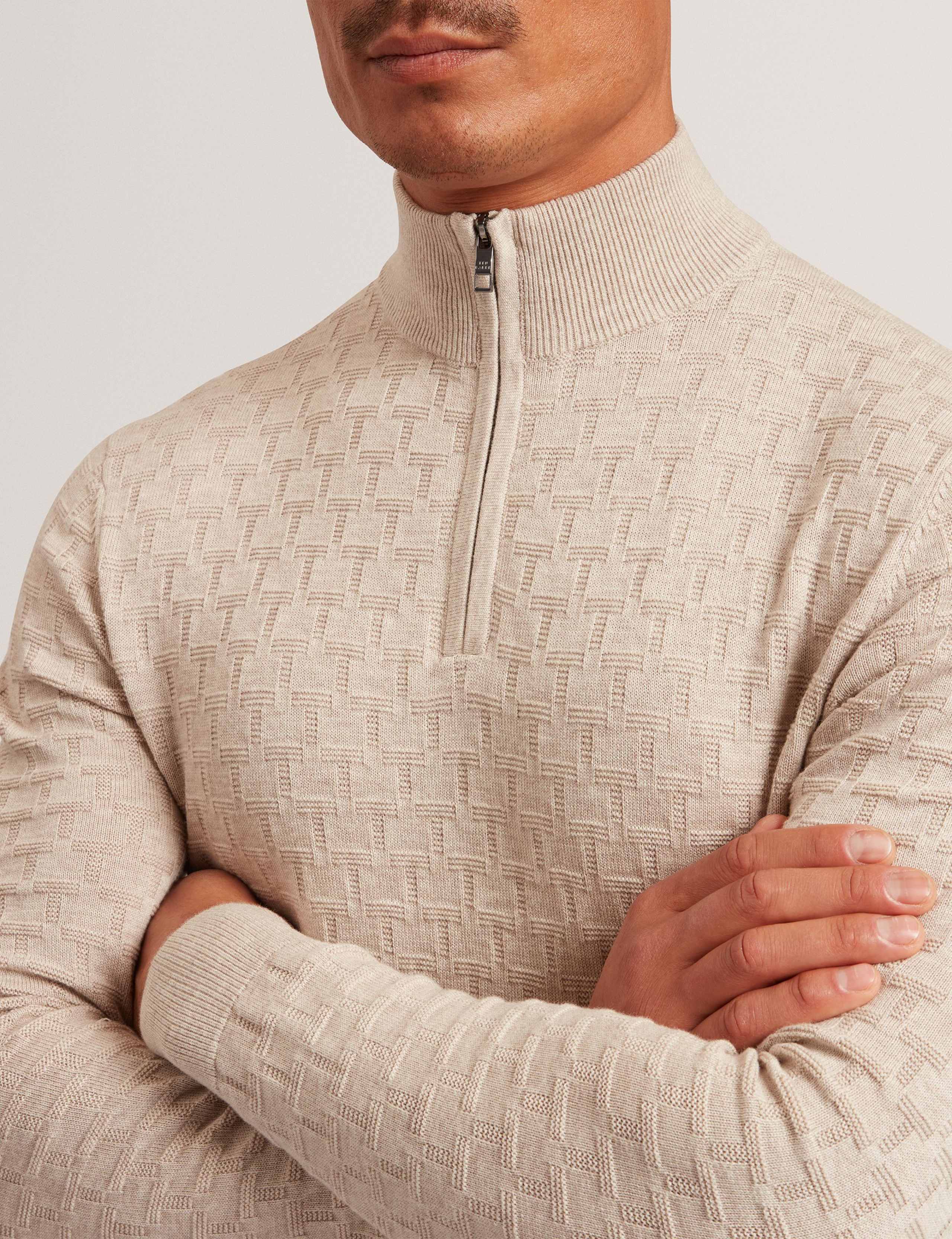 Cotton Rich Textured Half Zip Jumper 4 of 4