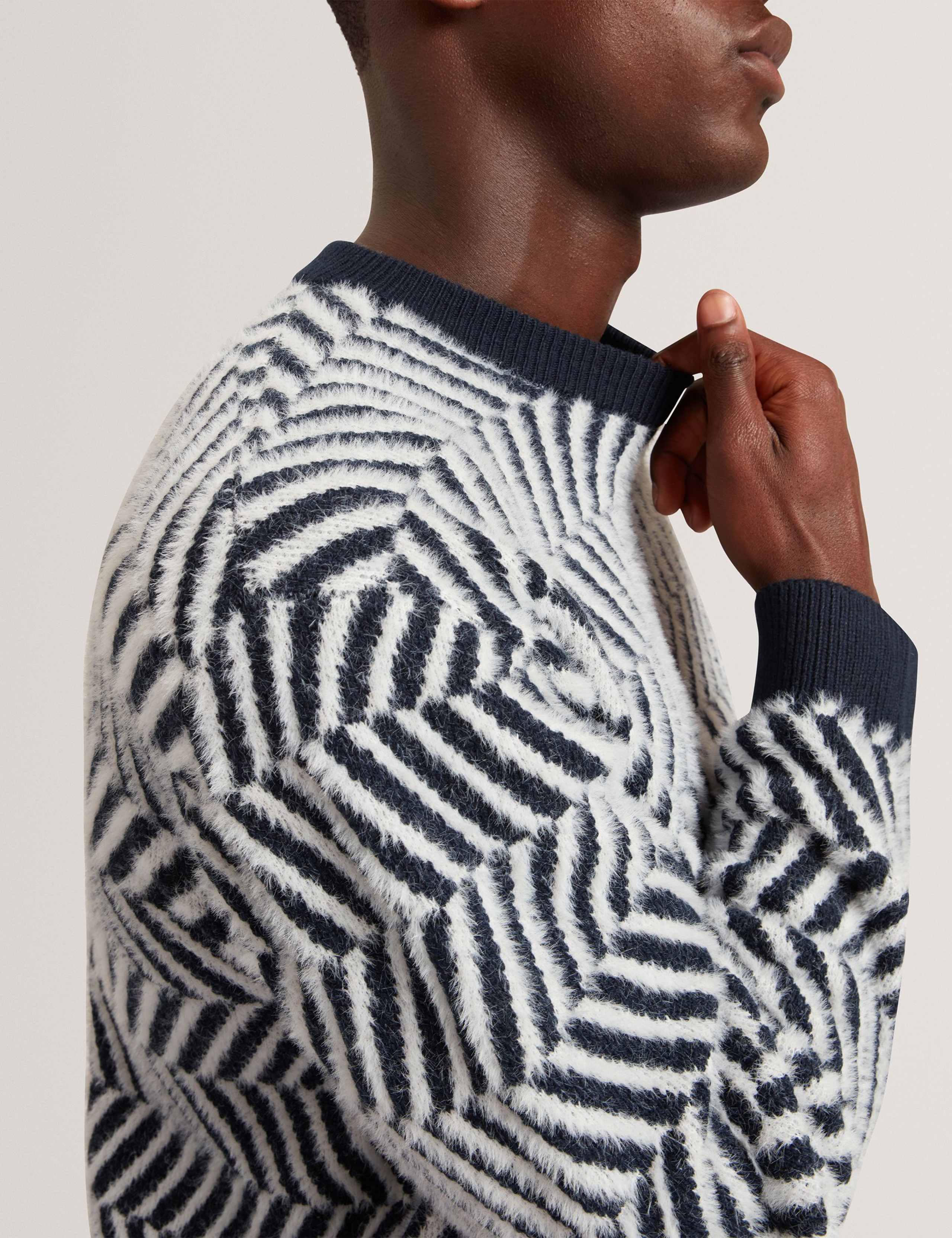 Wool Blend Geometric Crew Neck Jumper 3 of 4