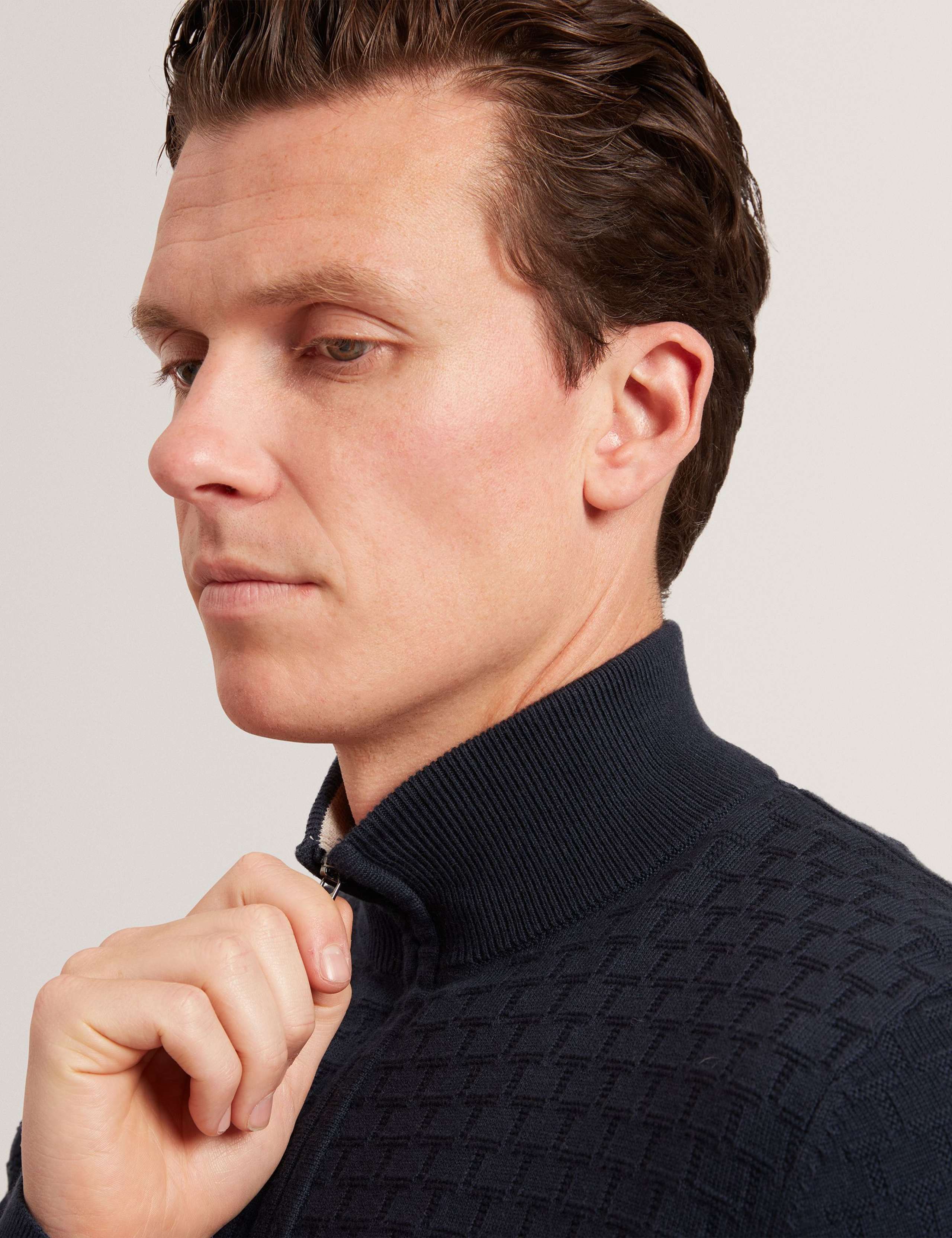 Cotton Rich Textured Half Zip Jumper 2 of 4