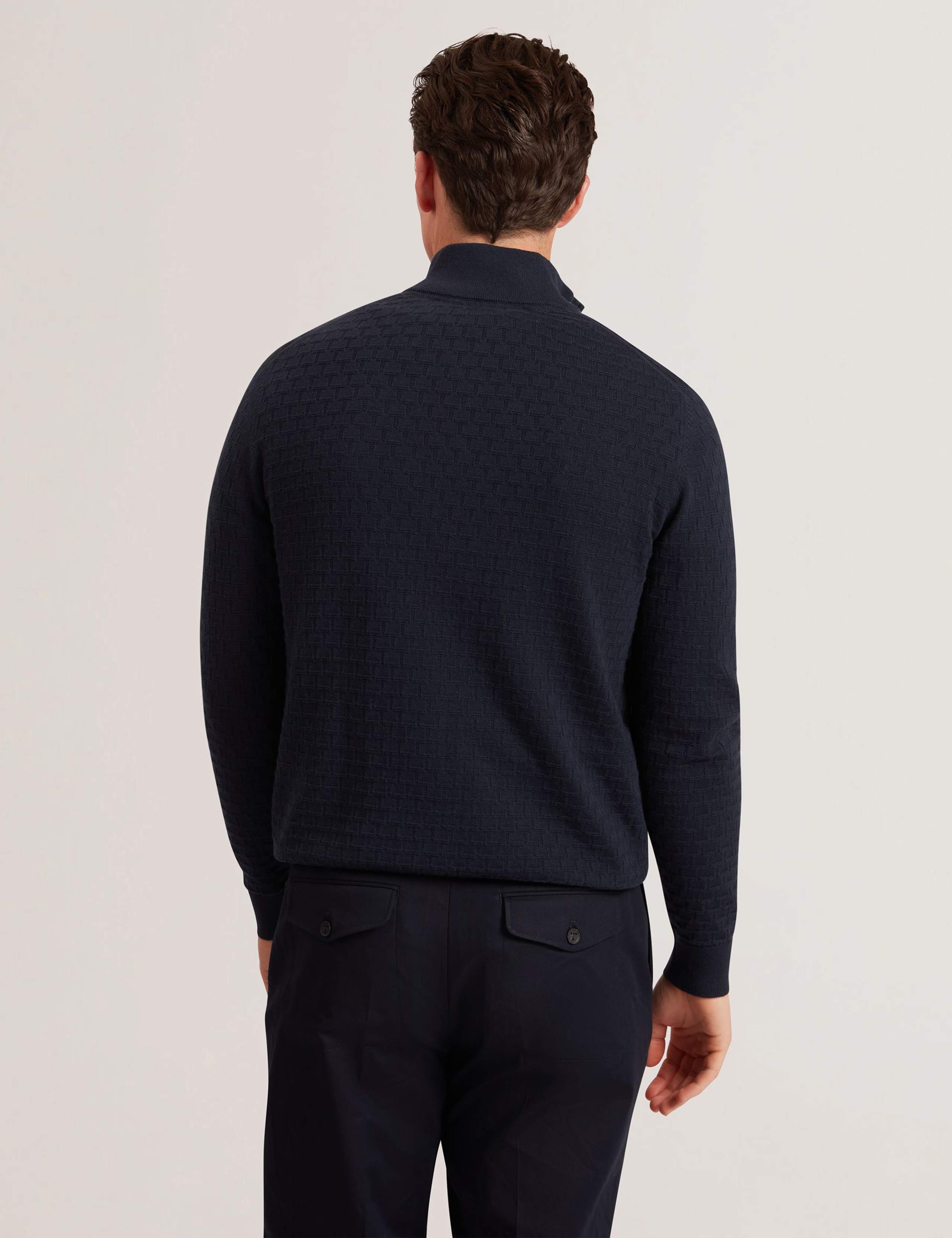Cotton Rich Textured Half Zip Jumper 3 of 4