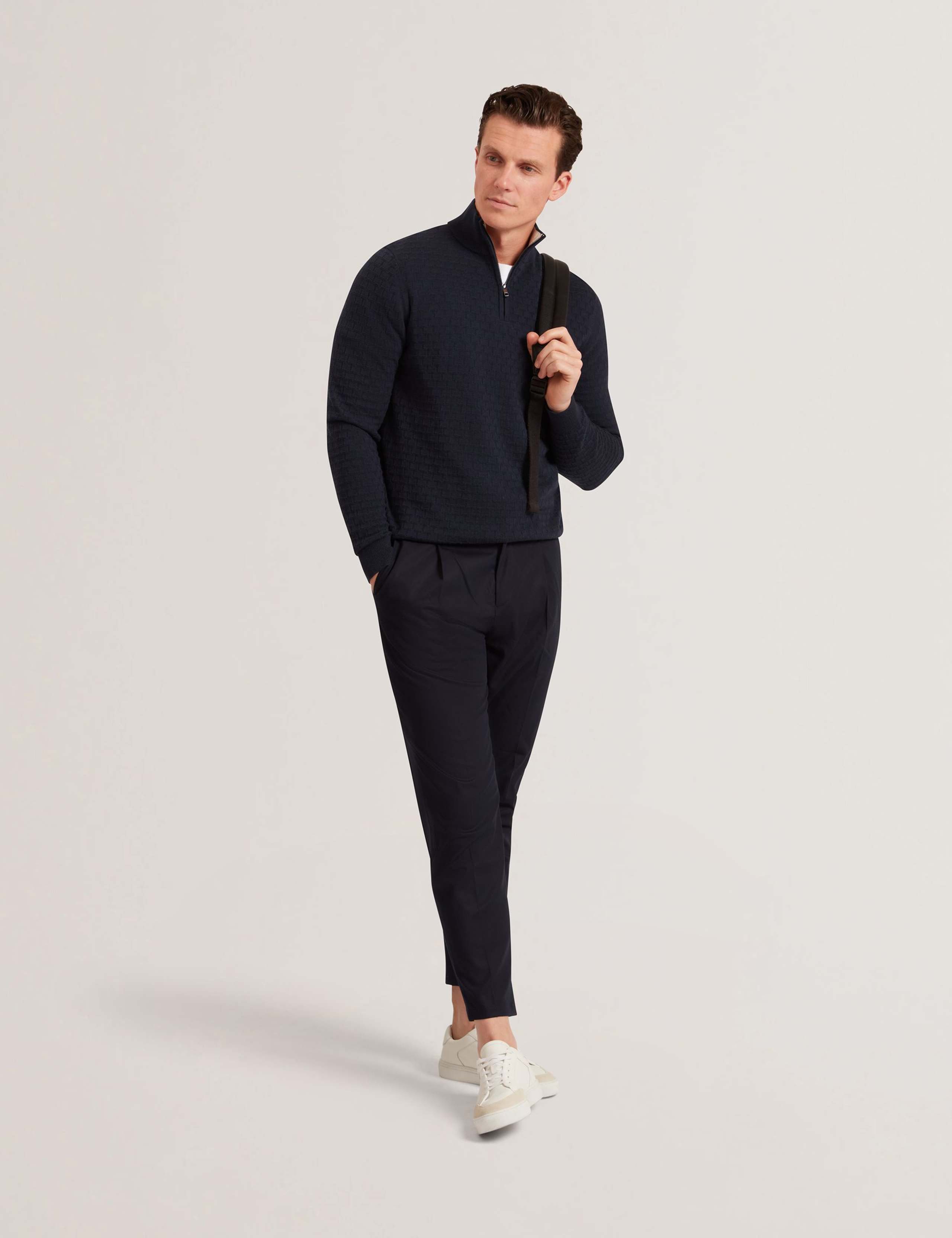 Cotton Rich Textured Half Zip Jumper 4 of 4