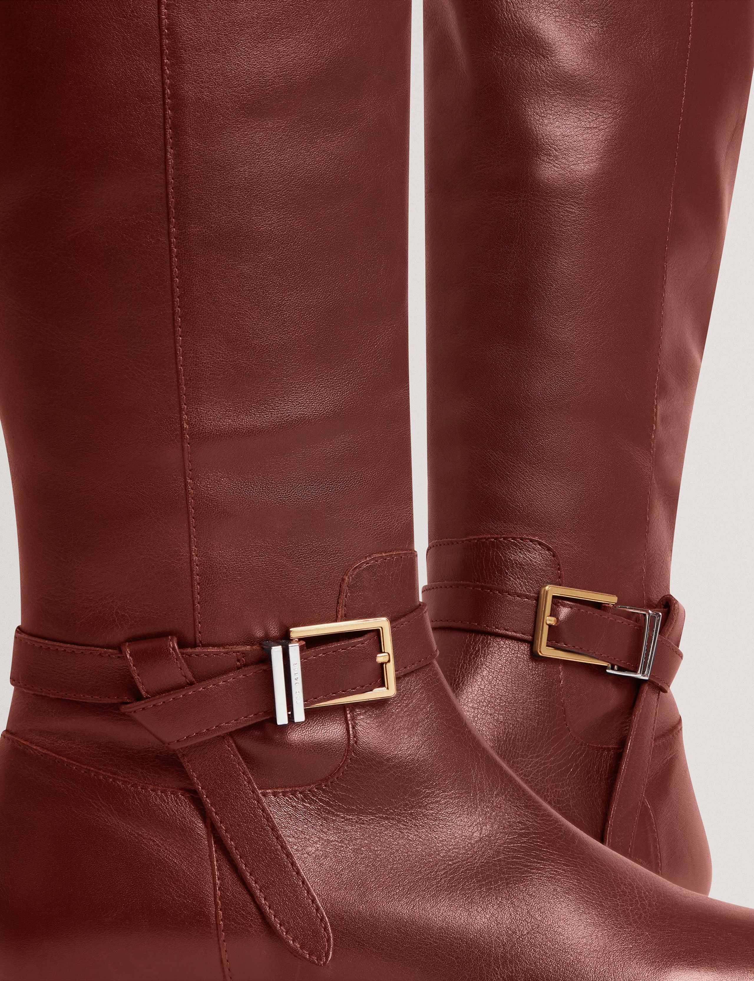 Leather Riding Buckle Flat Knee High Boots 4 of 5