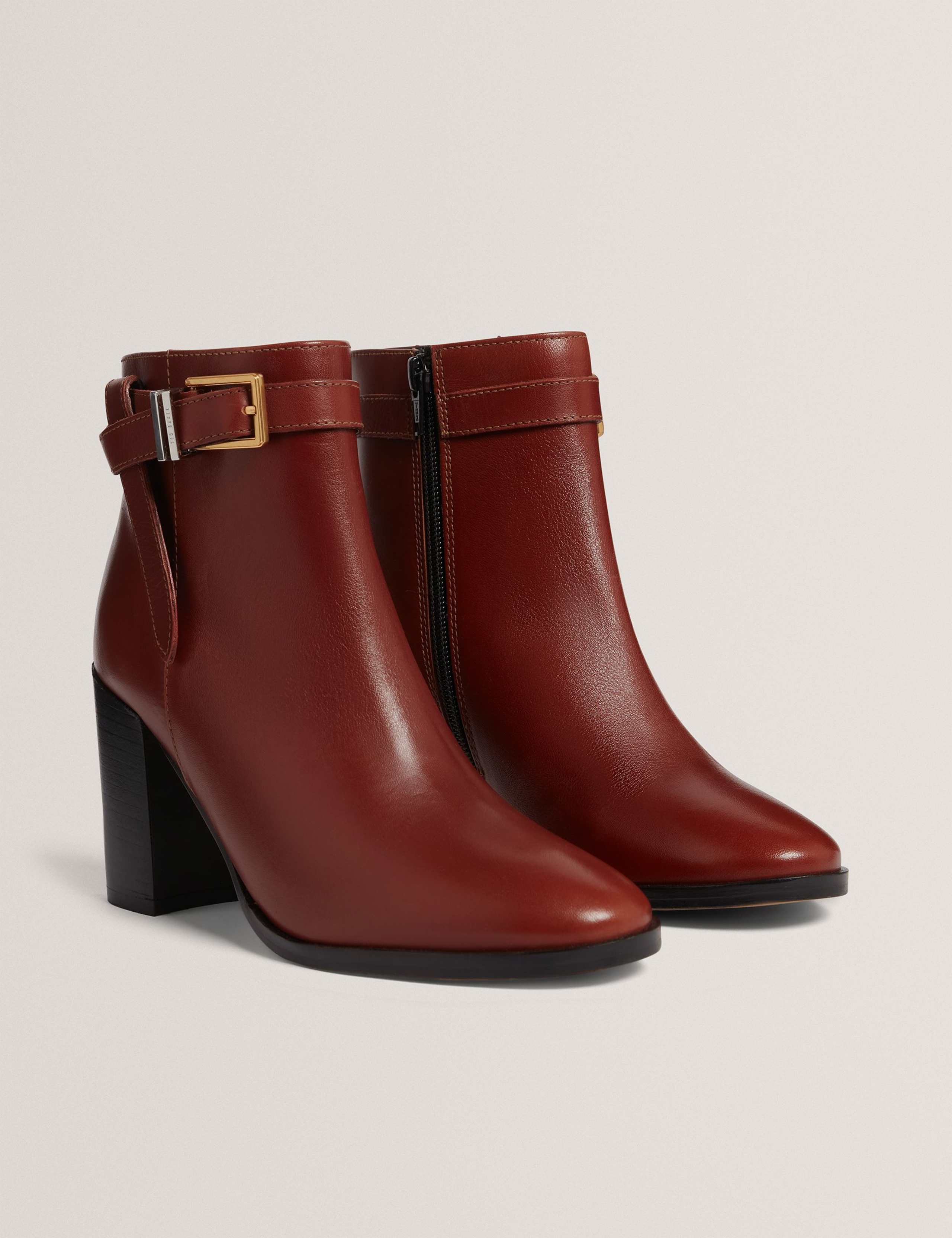 Leather Buckle Block Heel Ankle Boots 2 of 4