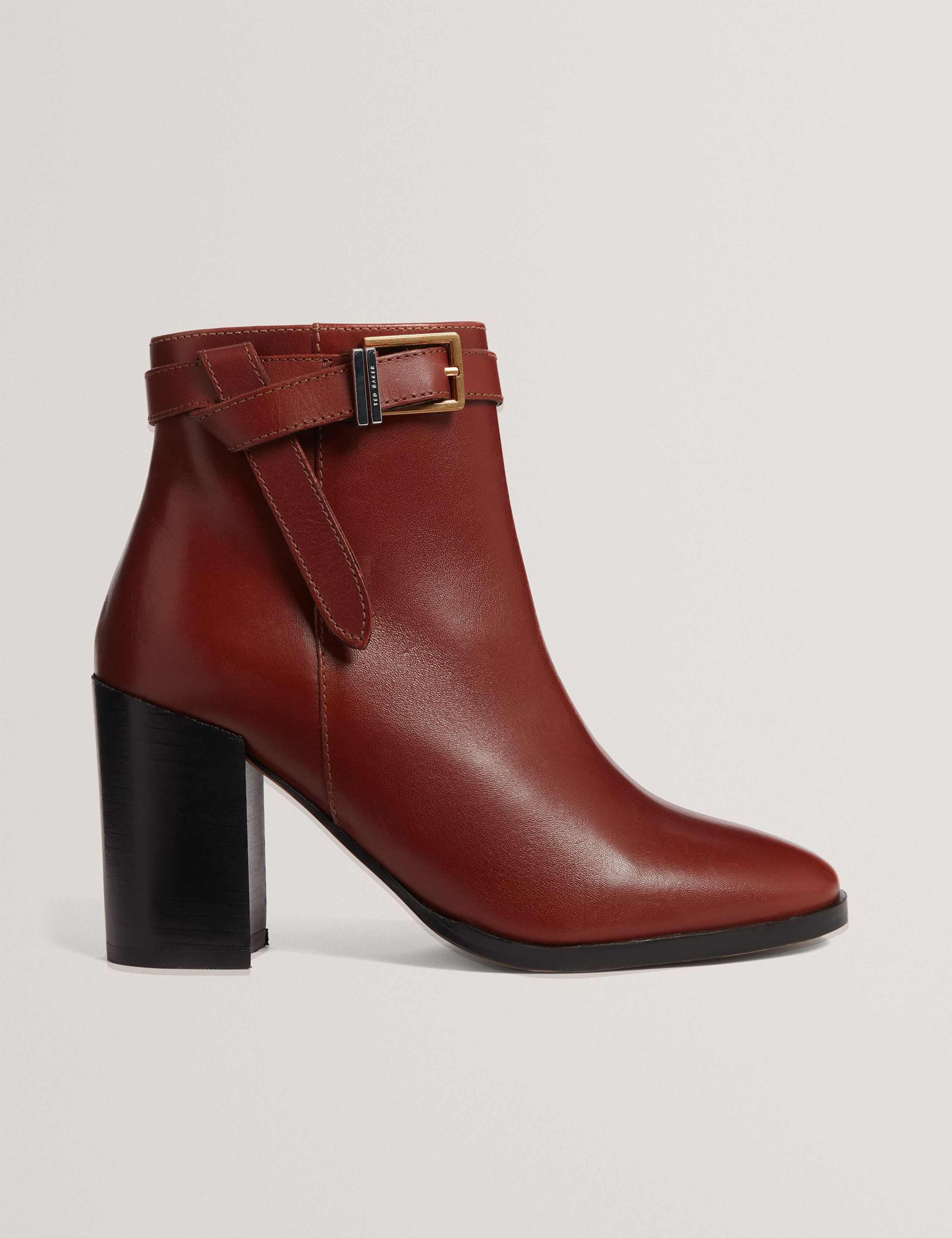 Leather Buckle Block Heel Ankle Boots 3 of 4