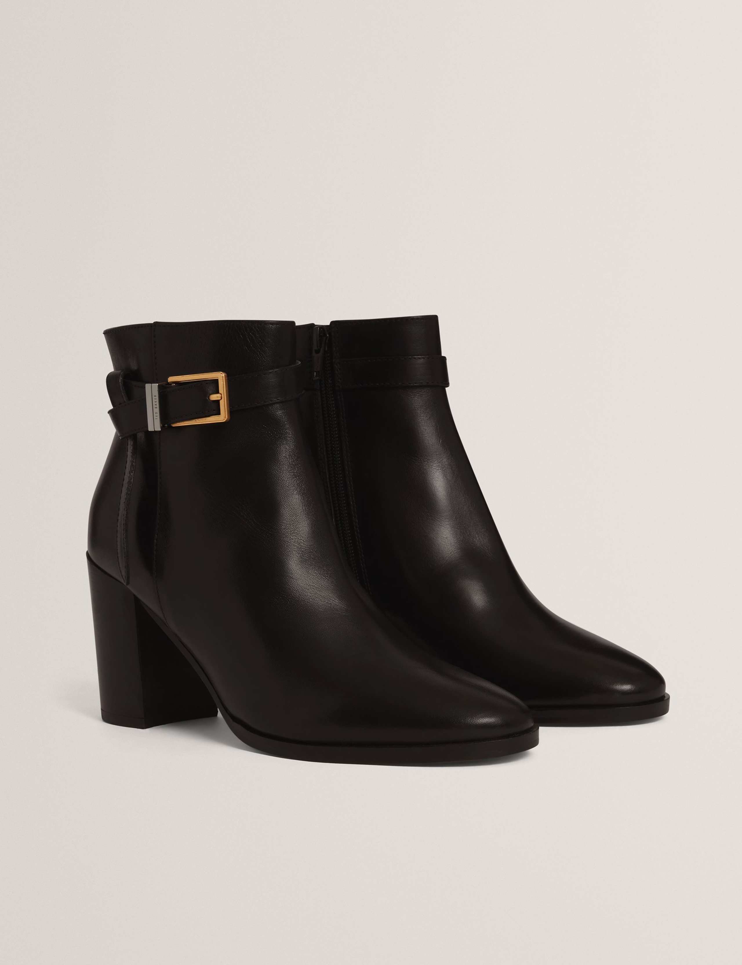 Leather Buckle Block Heel Ankle Boots 2 of 4