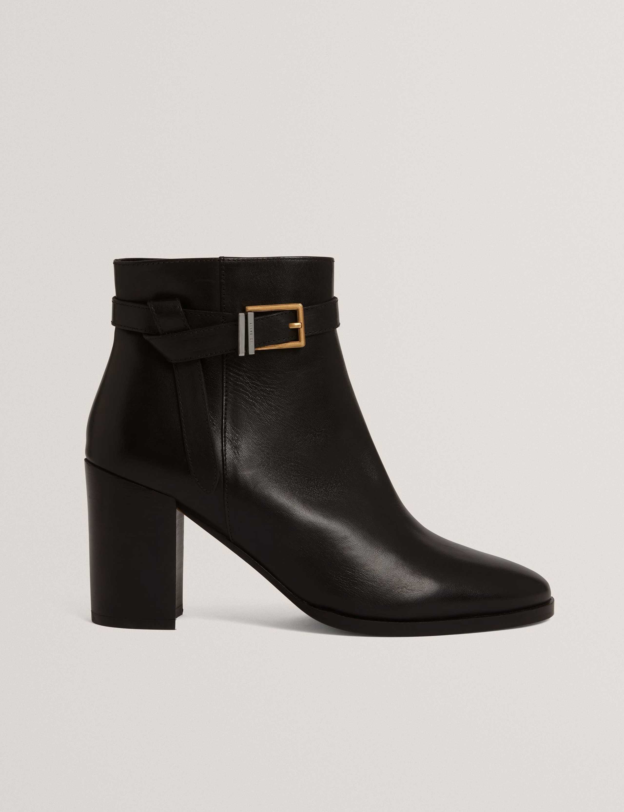 Leather Buckle Block Heel Ankle Boots 4 of 4