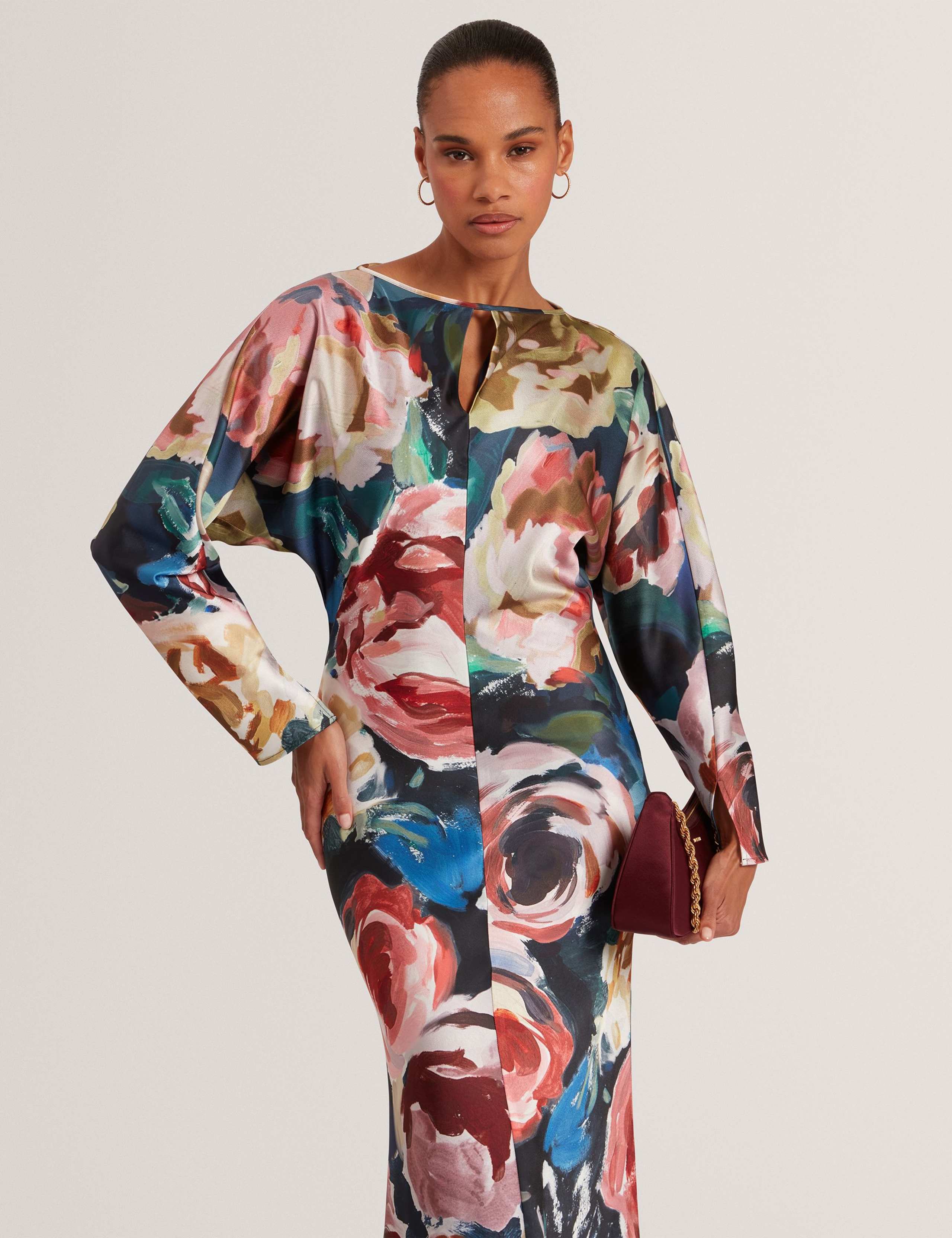 Floral Keyhole Maxi Kaftan Dress 3 of 4