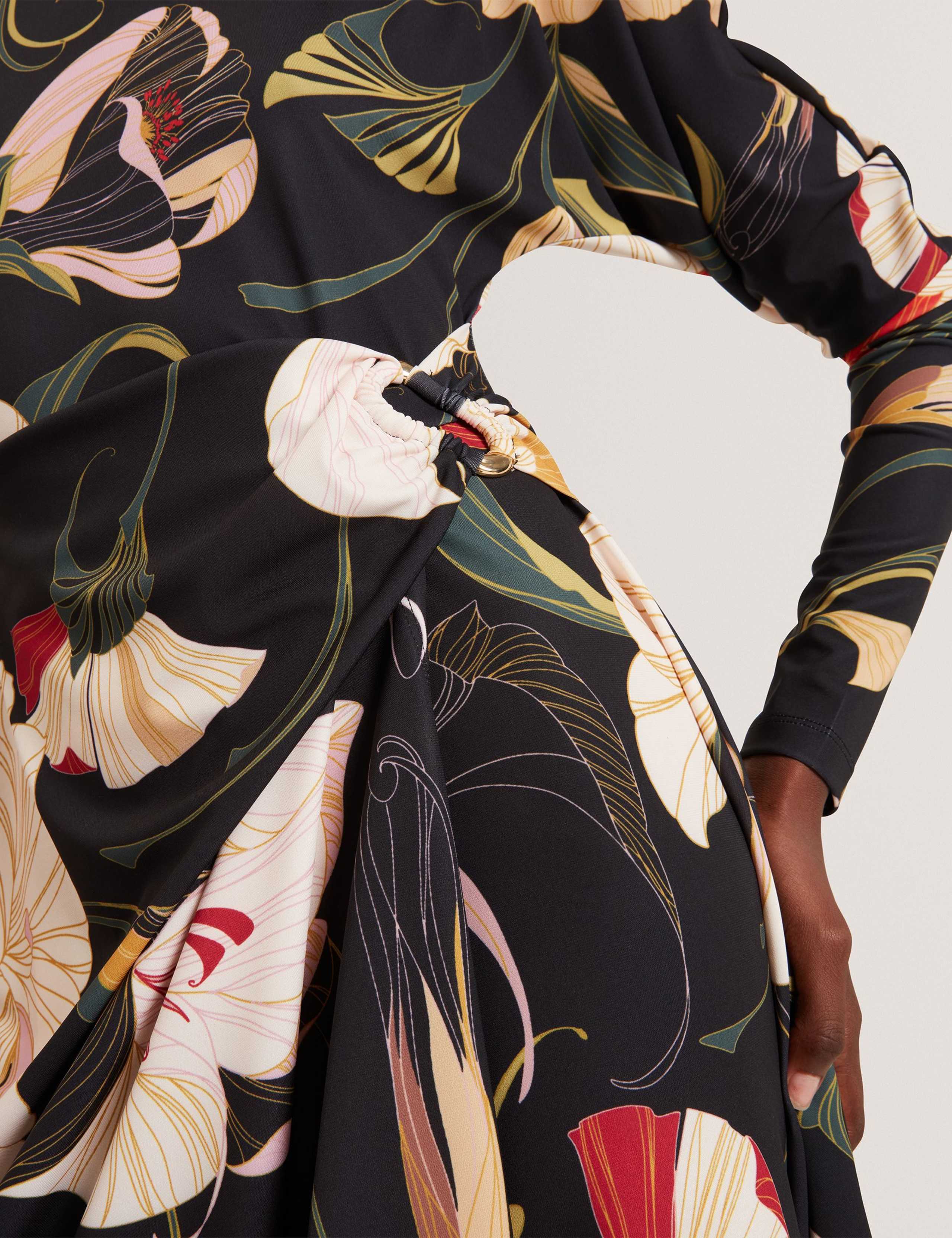 Floral Slash Neck Mini Wrap Dress 3 of 4