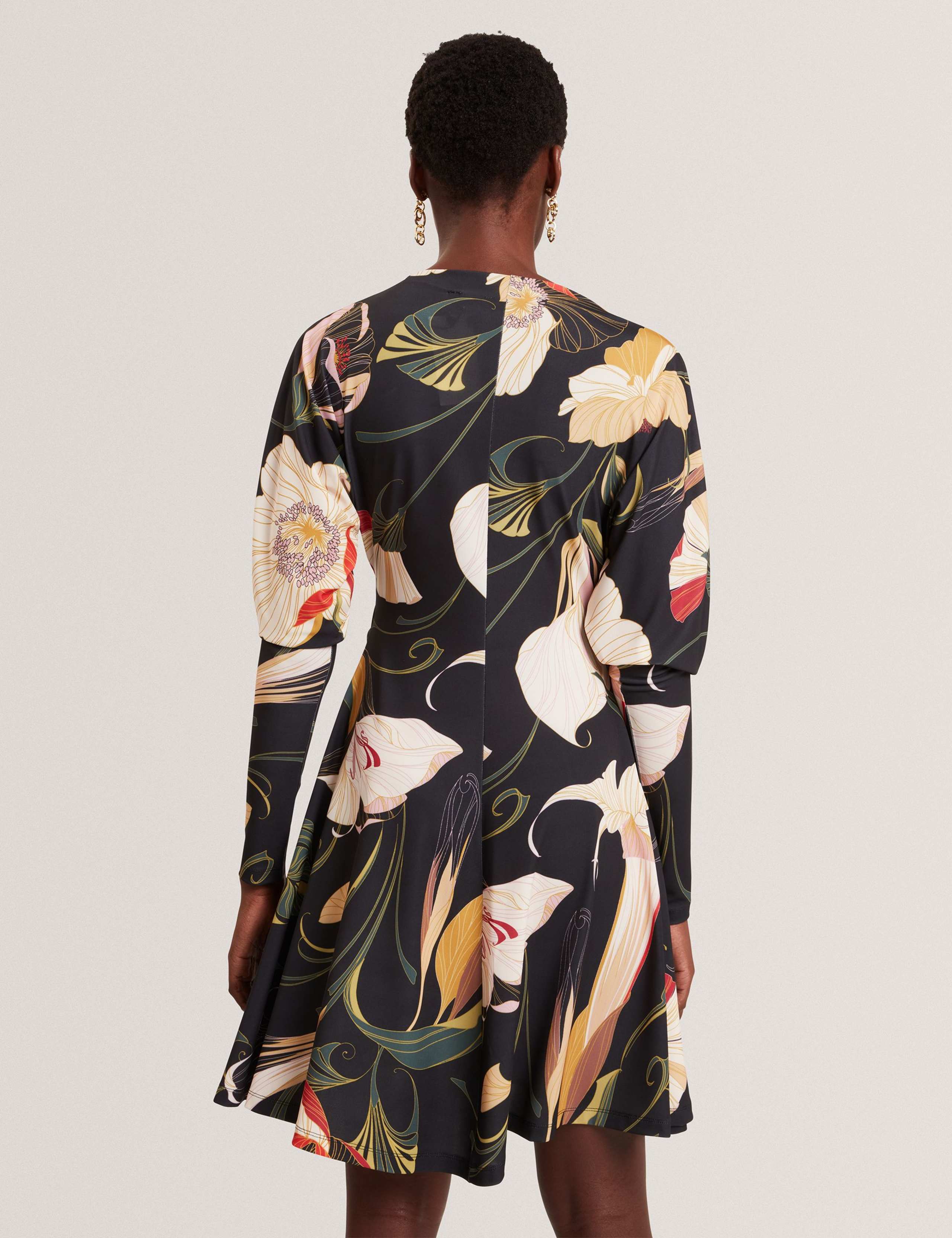 Floral Slash Neck Mini Wrap Dress 4 of 4