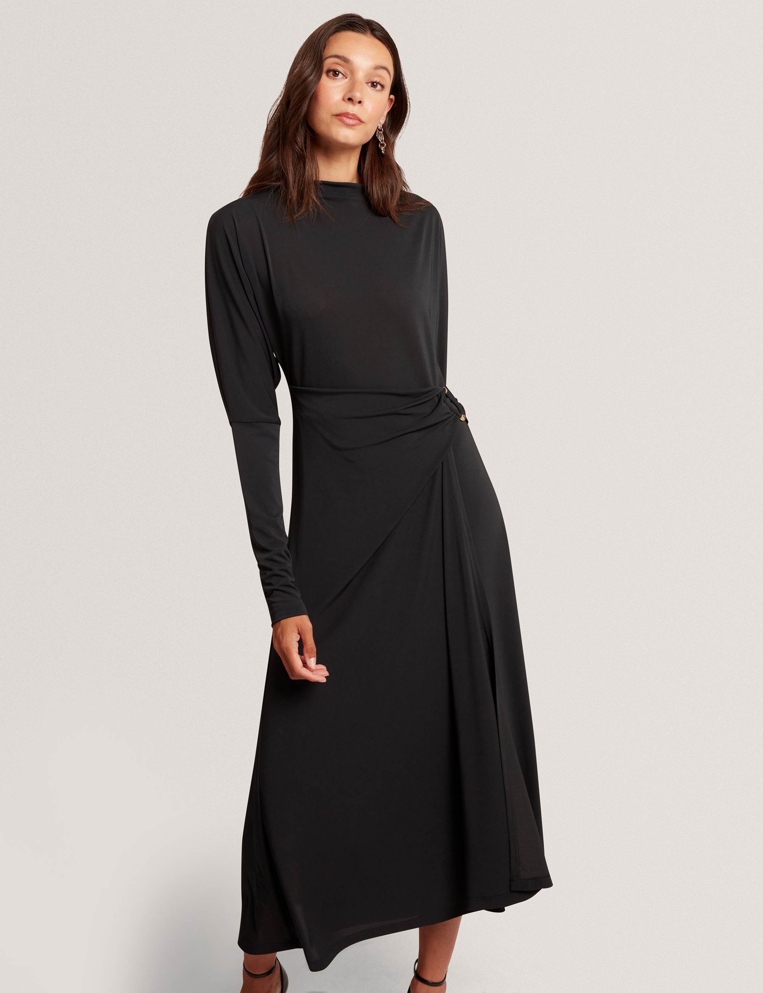 Jersey High Neck Midi Wrap Dress 2 of 4