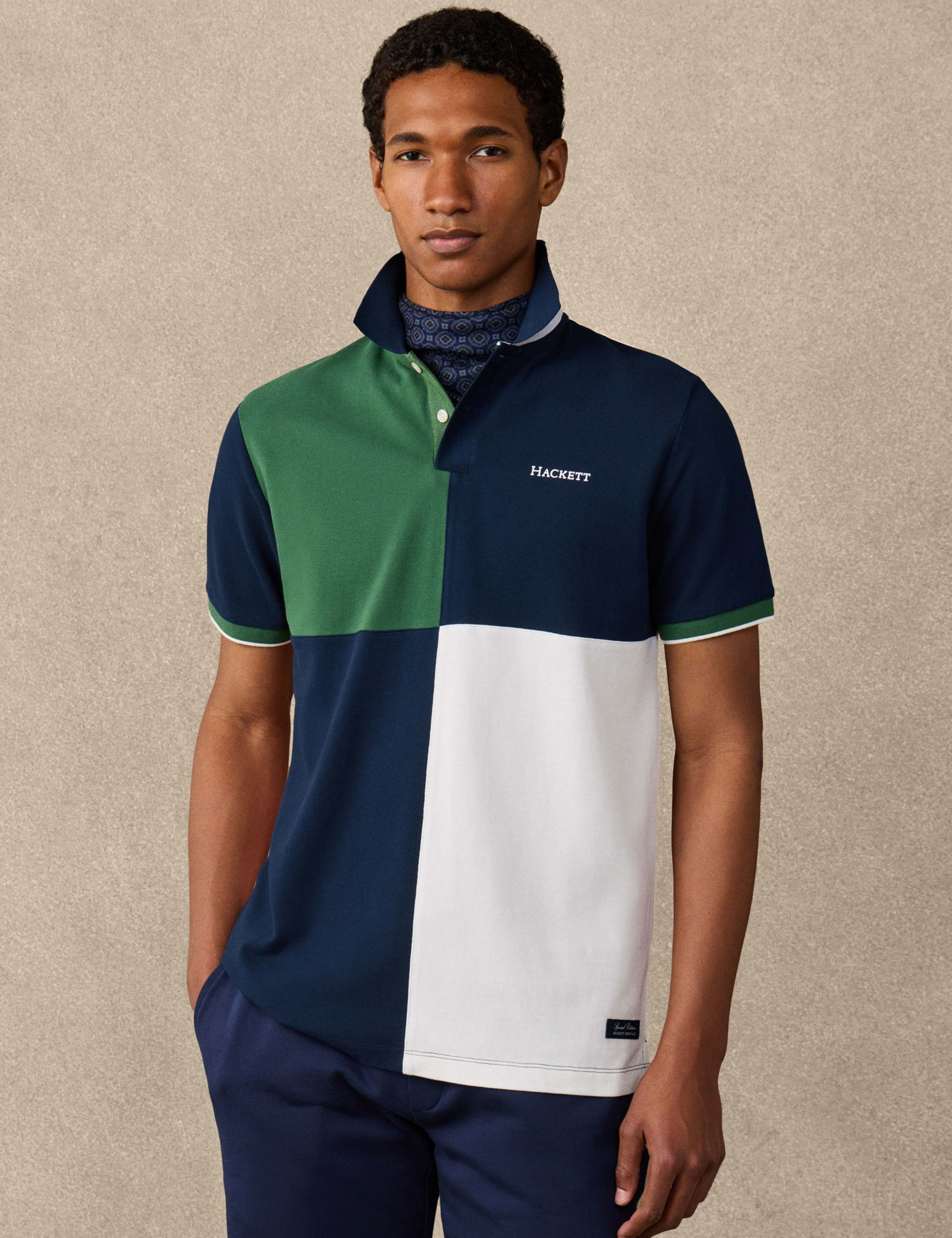 Pure Cotton Colour Block Polo Shirt 5 of 7