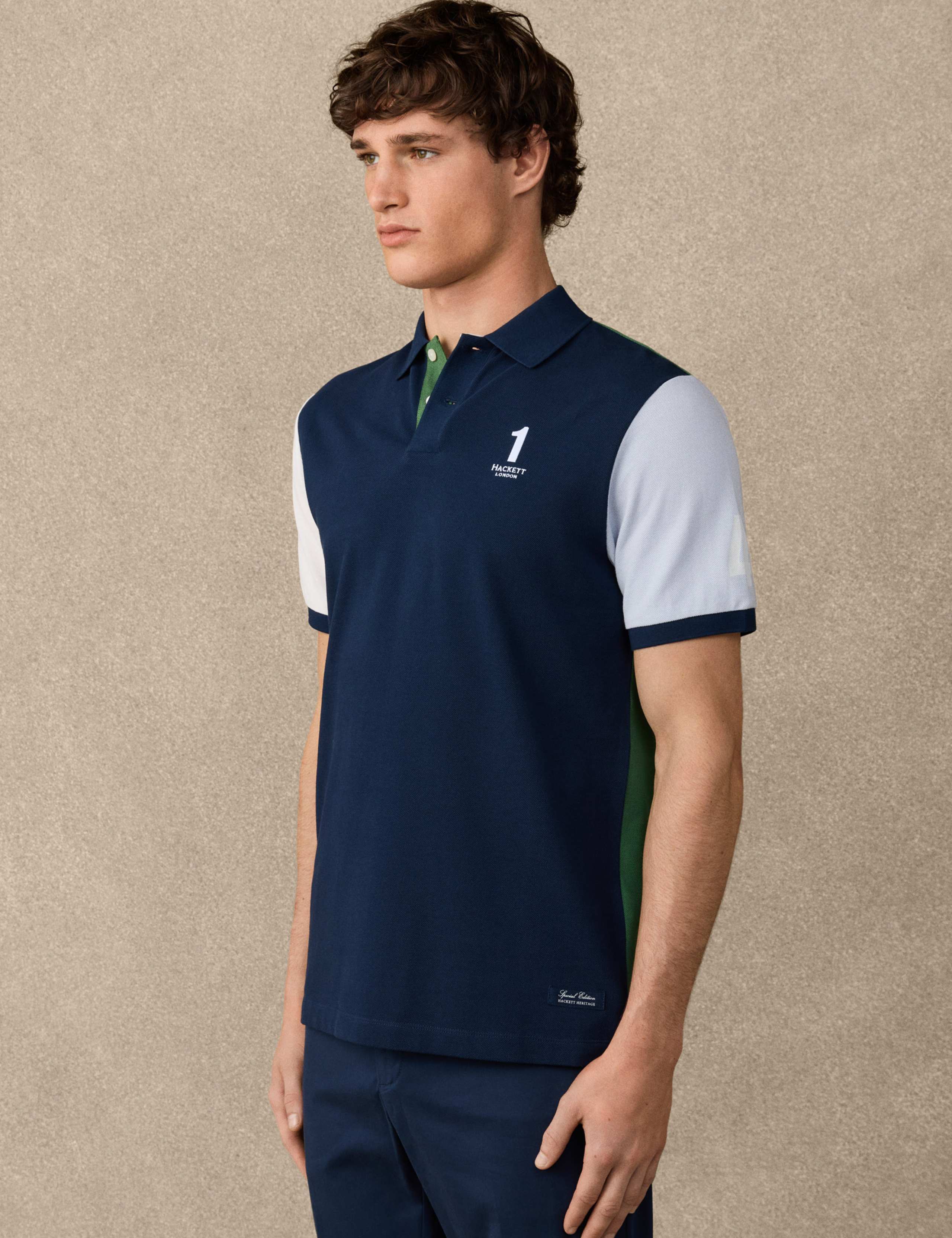 Pure Cotton Colour Block Polo Shirt 3 of 9