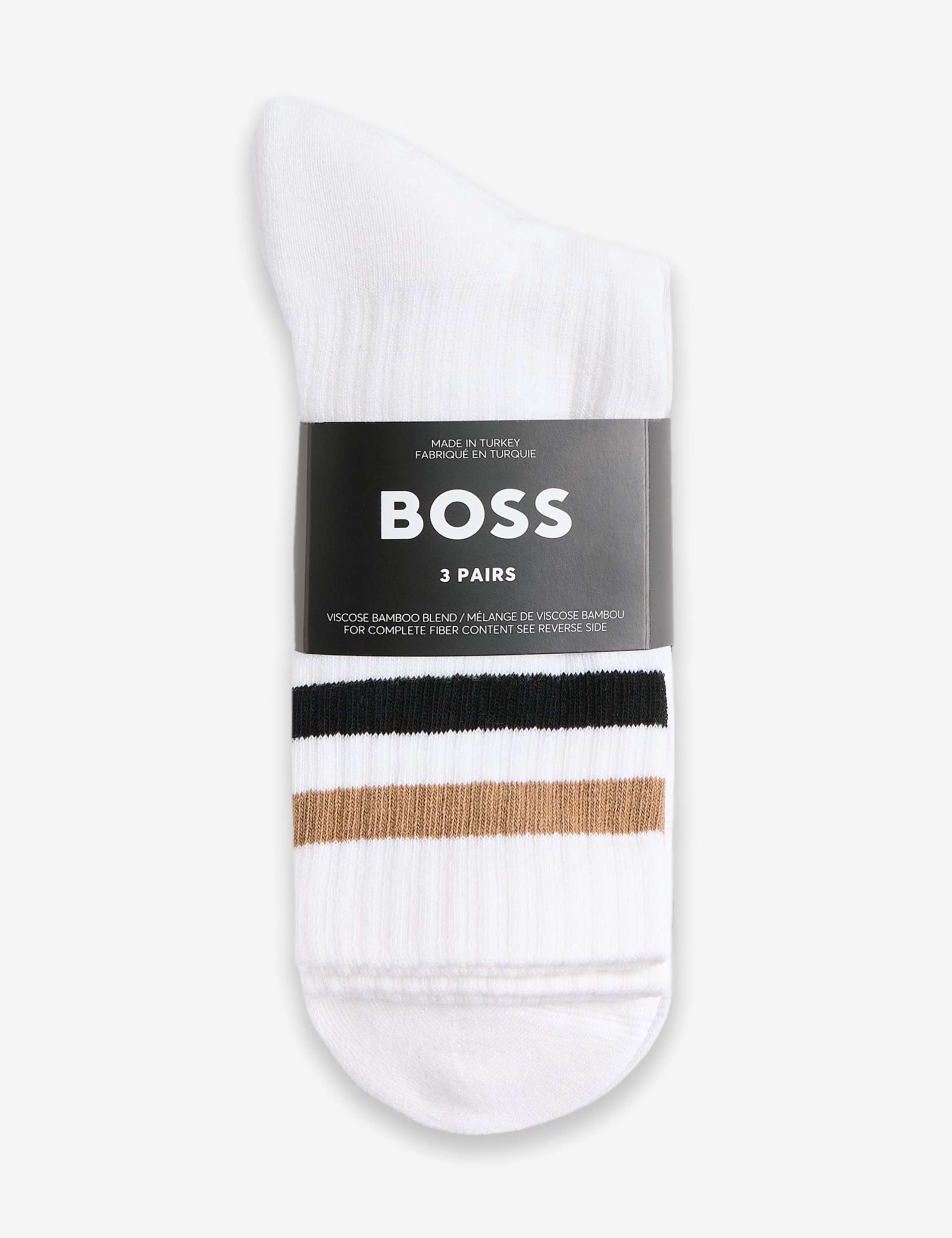3 Pack Logo Stripe Cotton Blend Quarter Socks 2 of 3