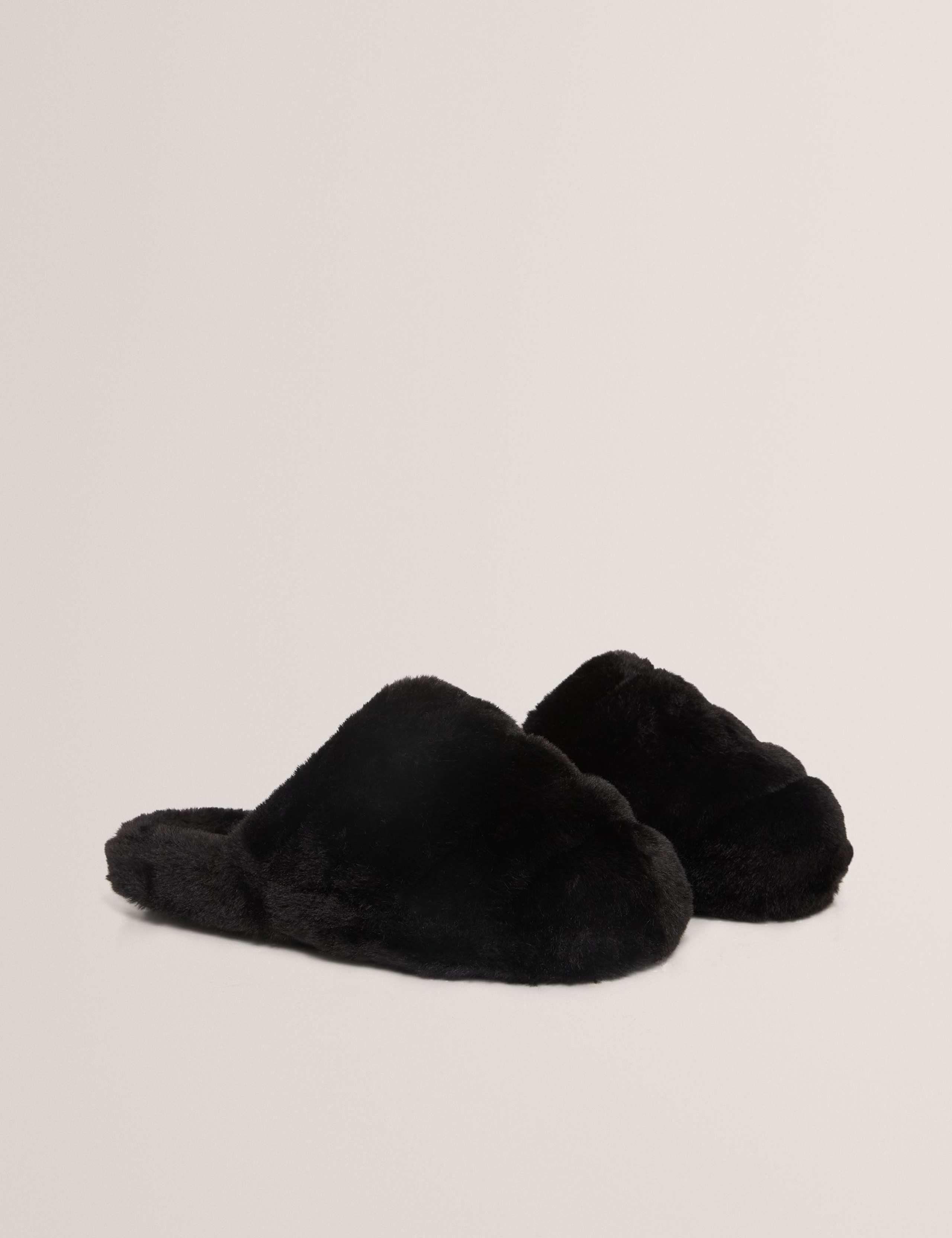 Faux Fur Round Toe Mule Slippers 1 of 4