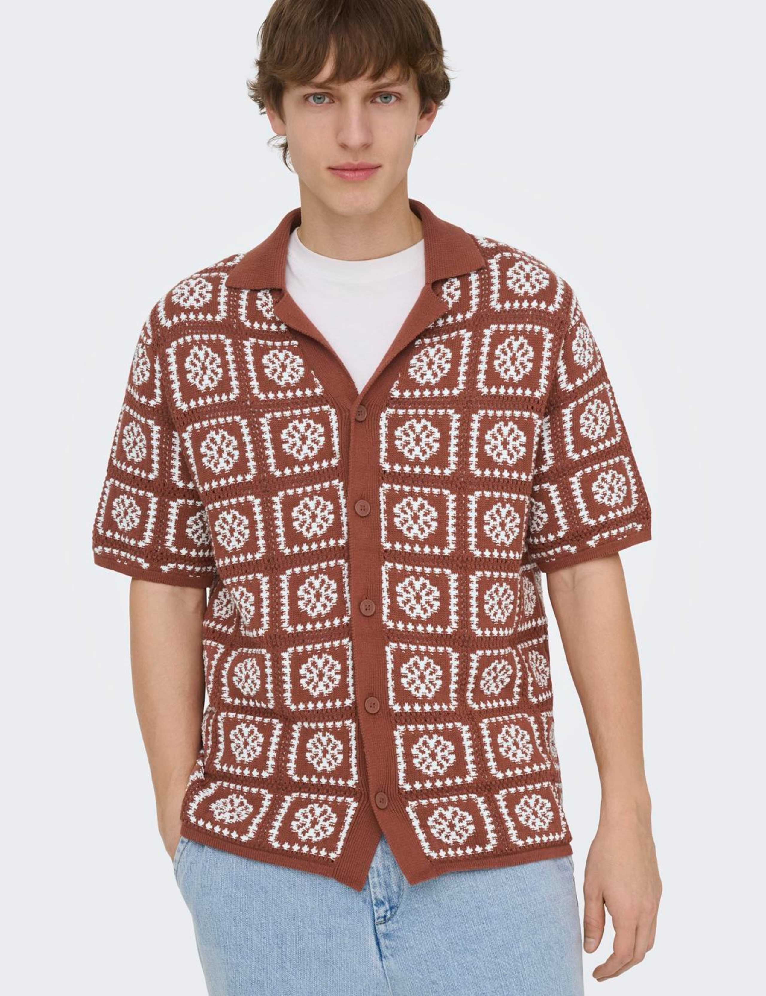 Pure Cotton Textured Knitted Shirt 1 of 7