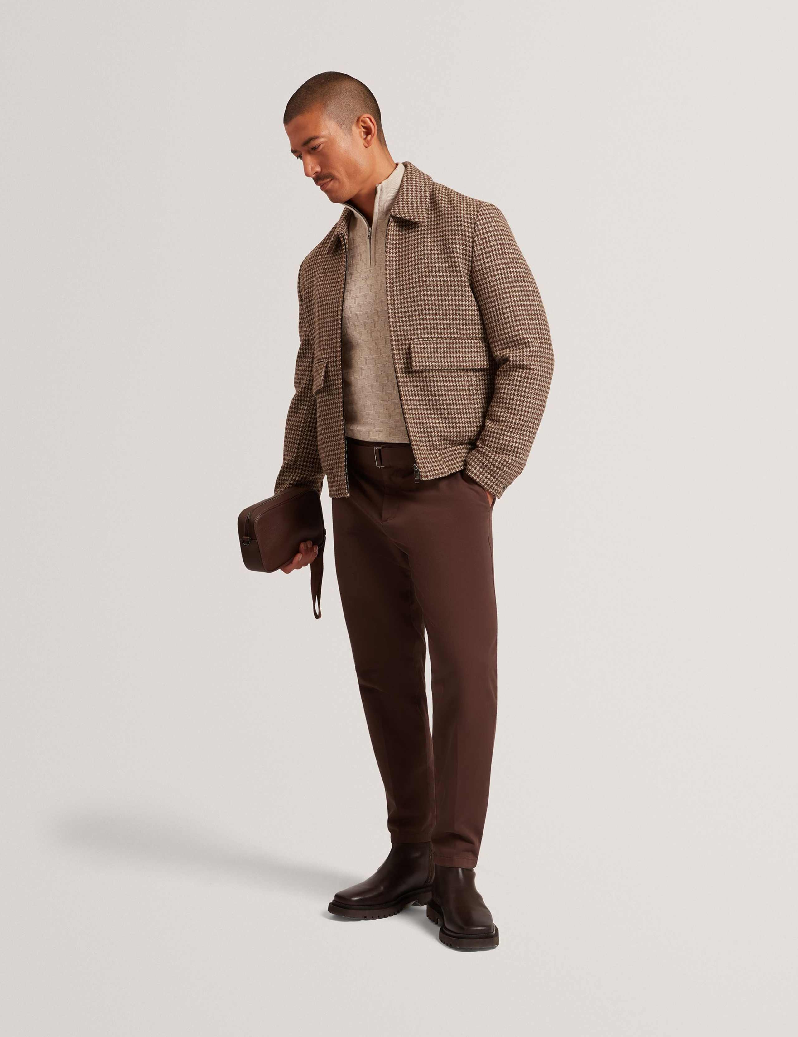 Pure Wool Houndstooth Check Harrington Jacket 2 of 4