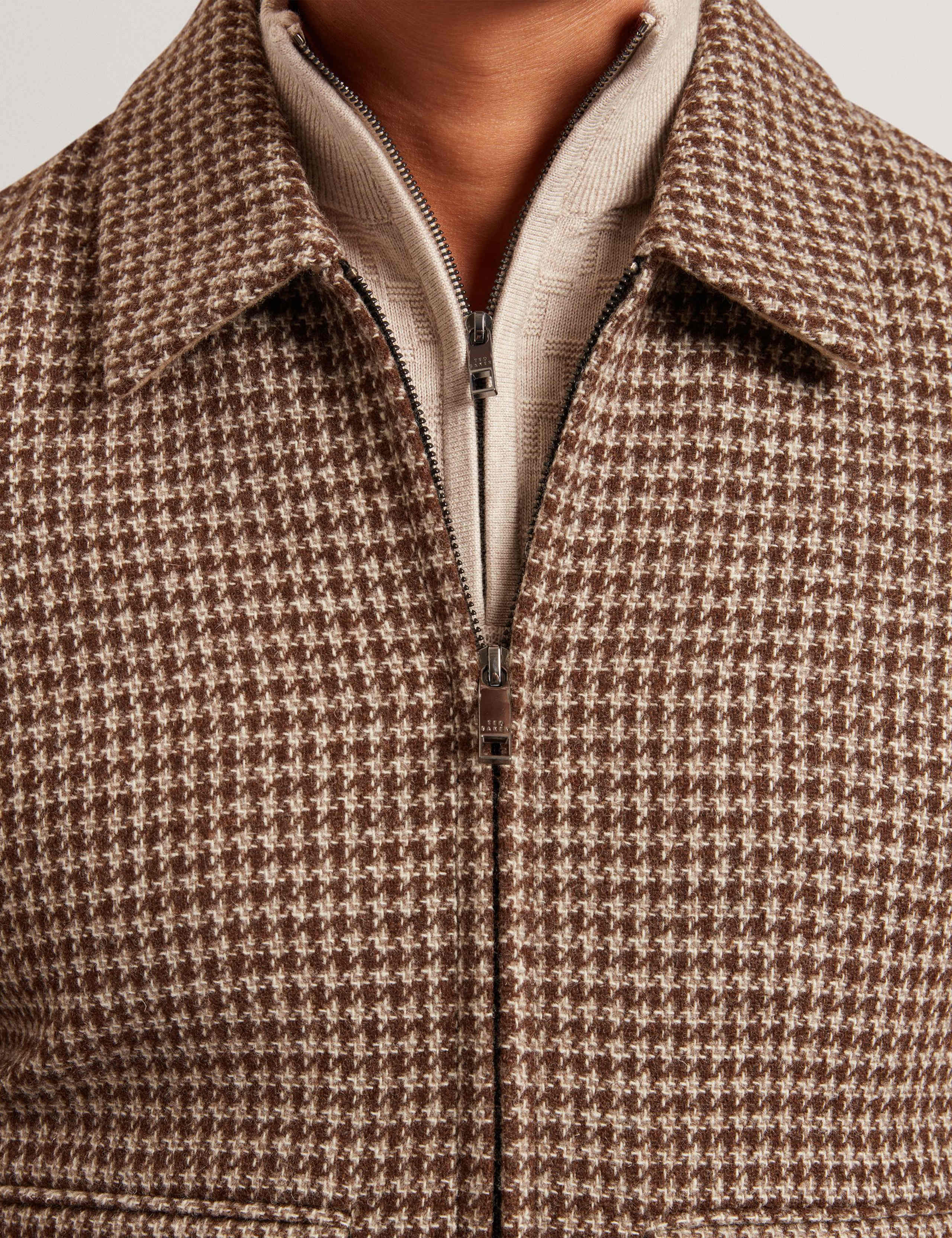 Pure Wool Houndstooth Check Harrington Jacket 4 of 4