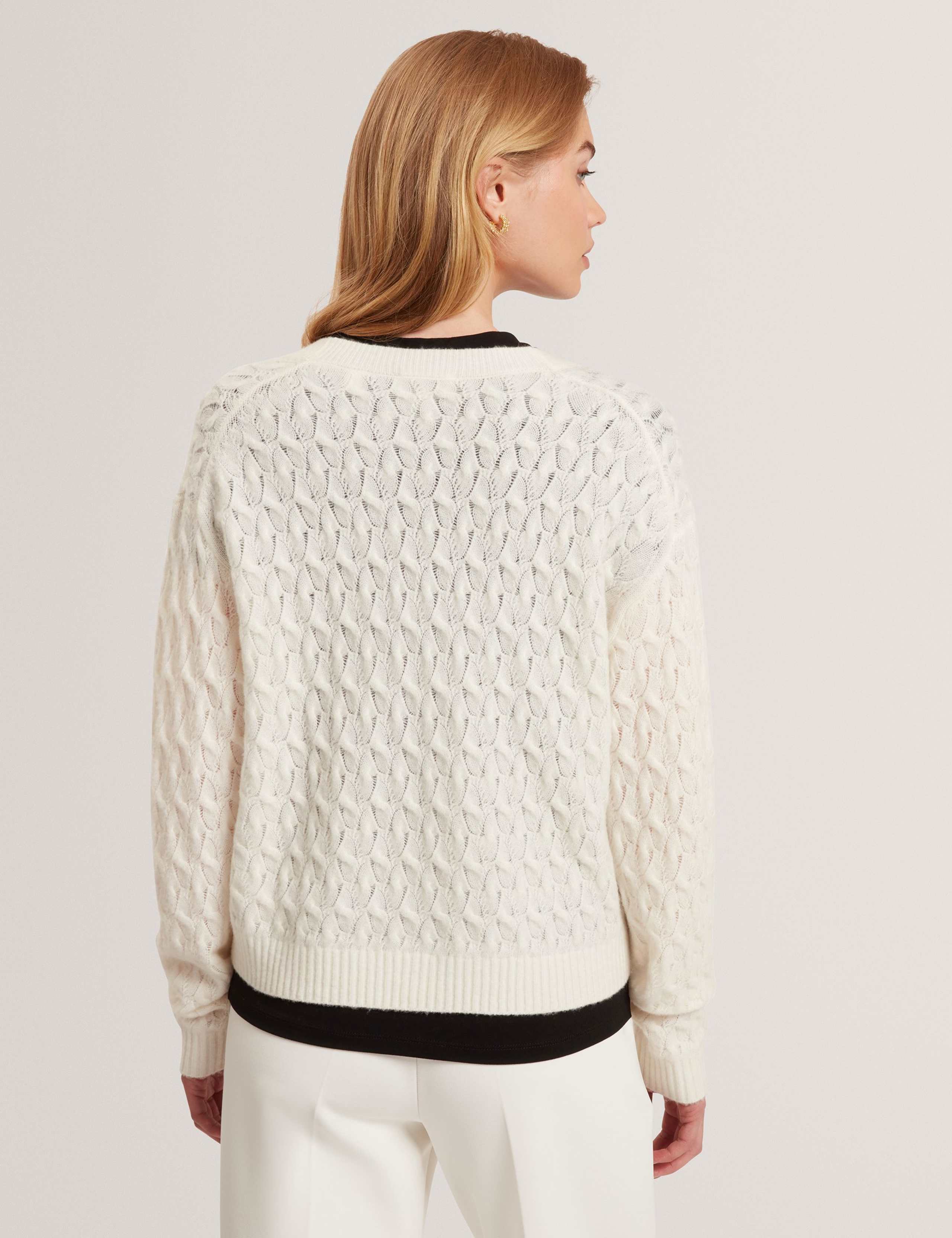 Wool Rich Textured V-Neck Cardigan 4 of 4