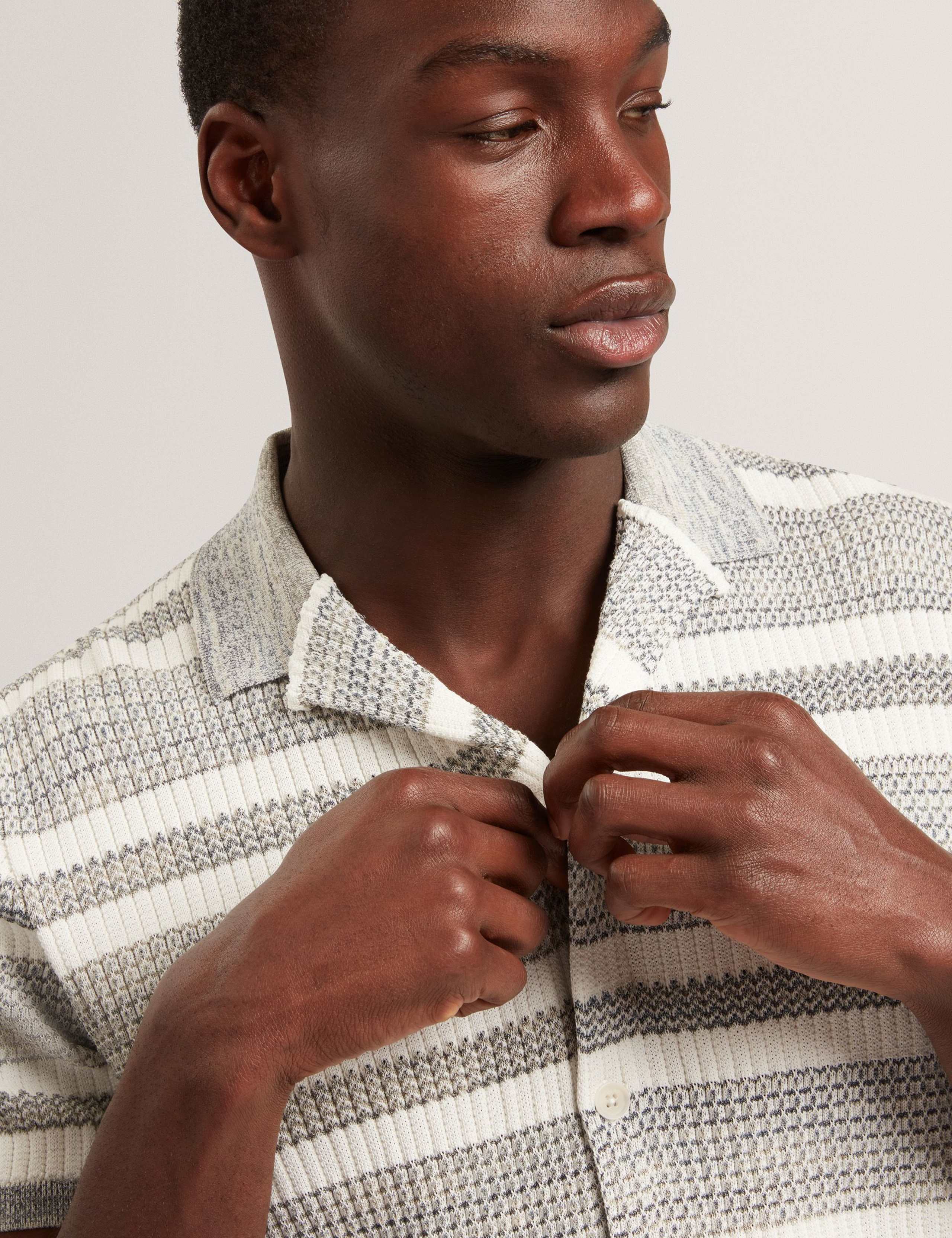 Striped Collared Neck Knitted Shirt 3 of 7