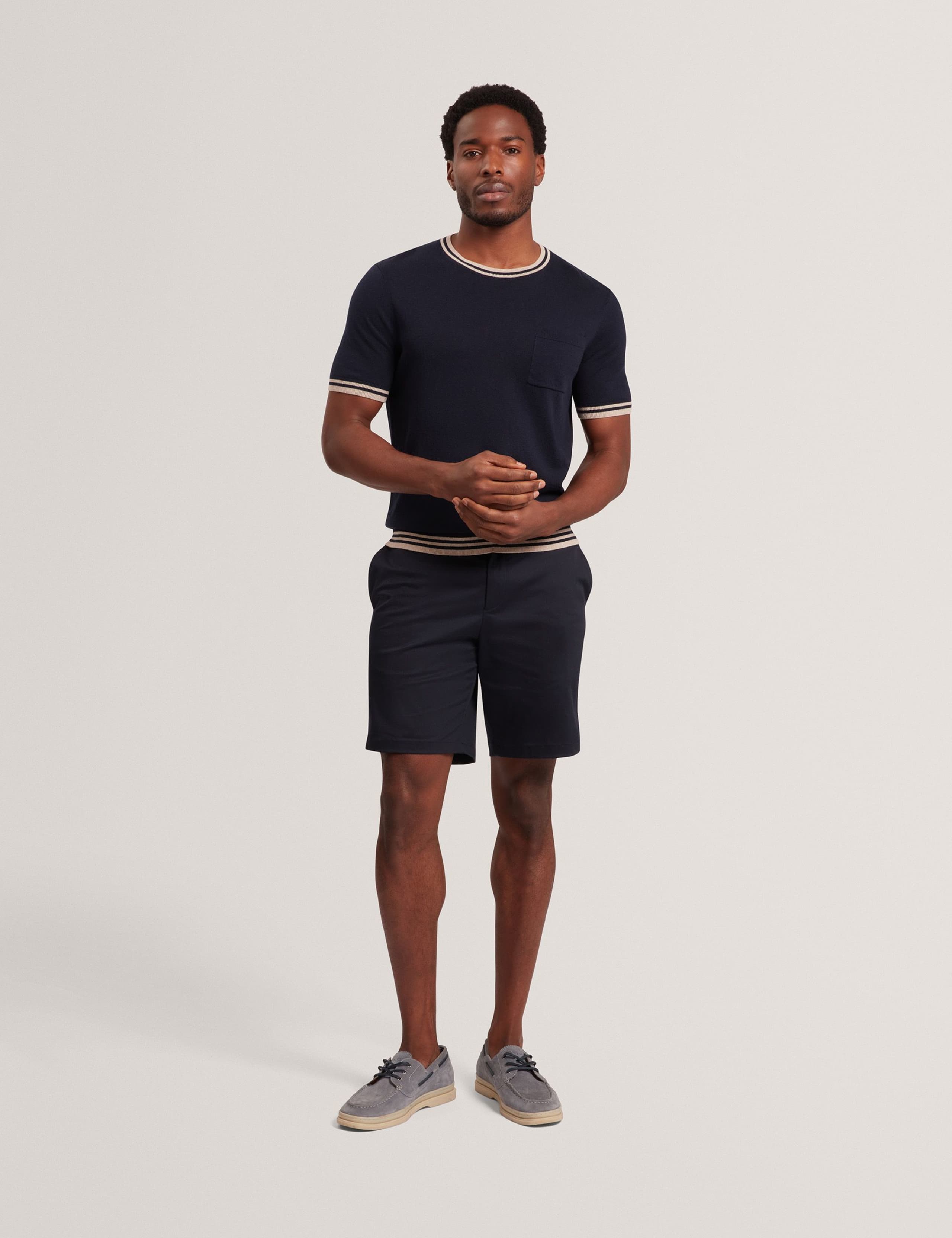 Merino Wool Rich Tipped Crew Neck T-Shirt 3 of 6