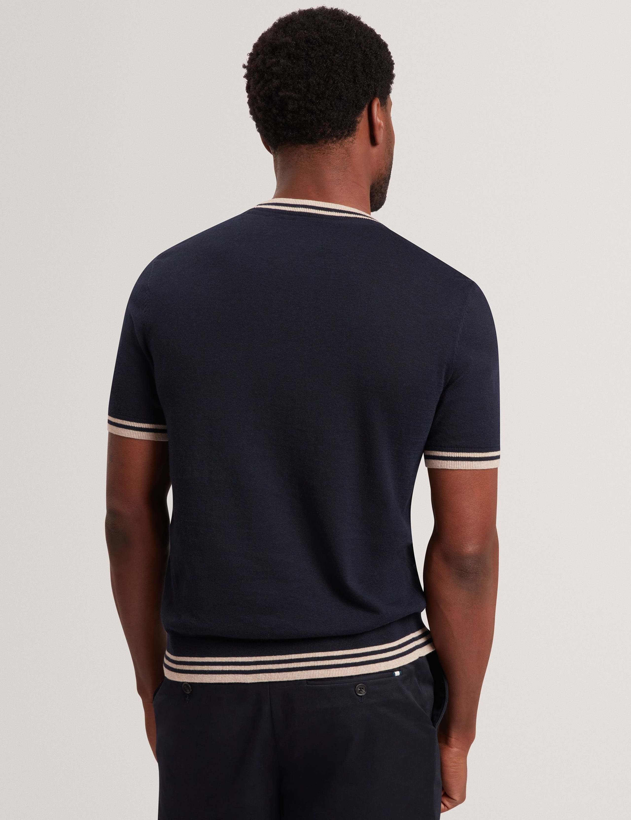 Merino Wool Rich Tipped Crew Neck T-Shirt 5 of 6