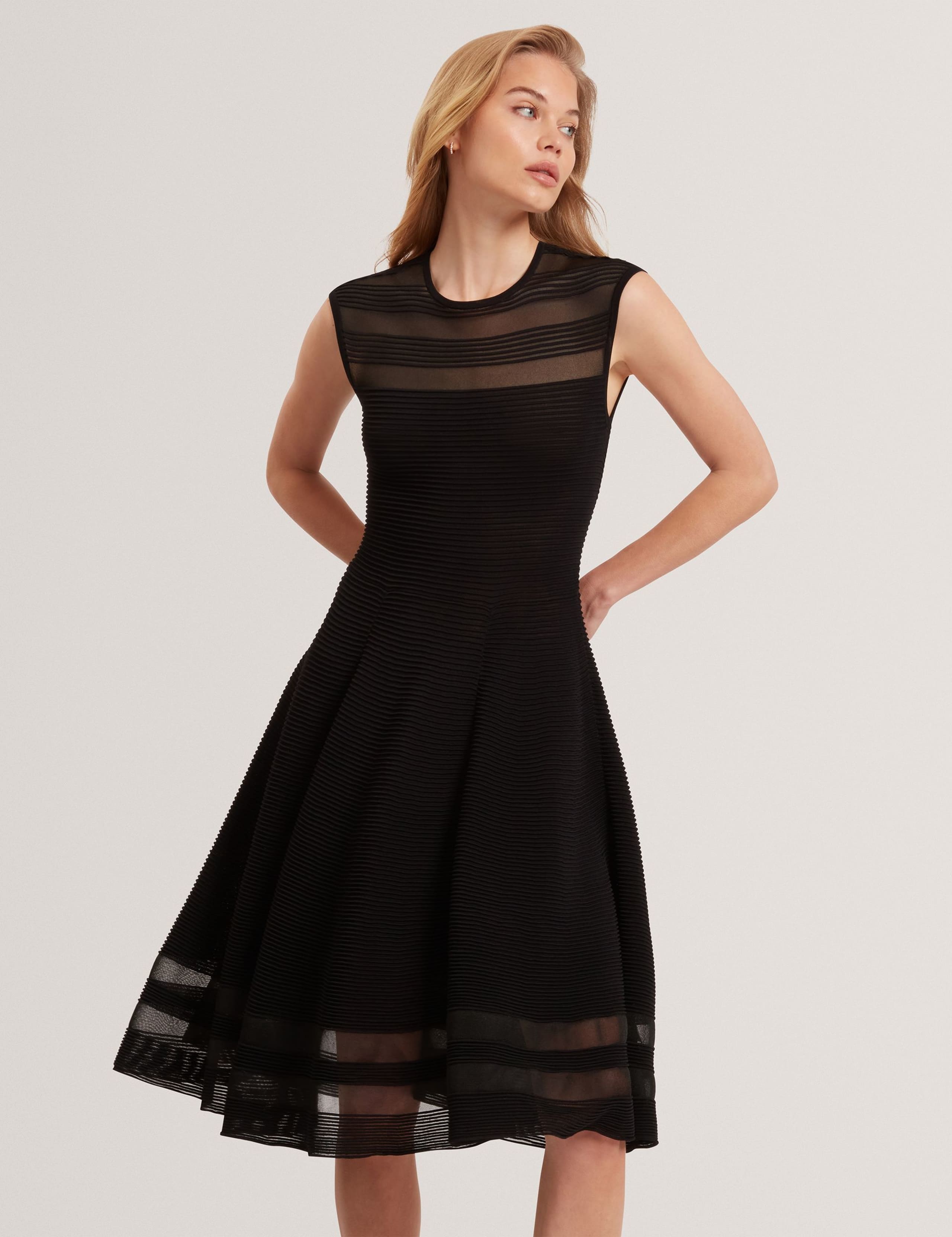 Ribbed Knitted Midaxi Skater Dress 3 of 4