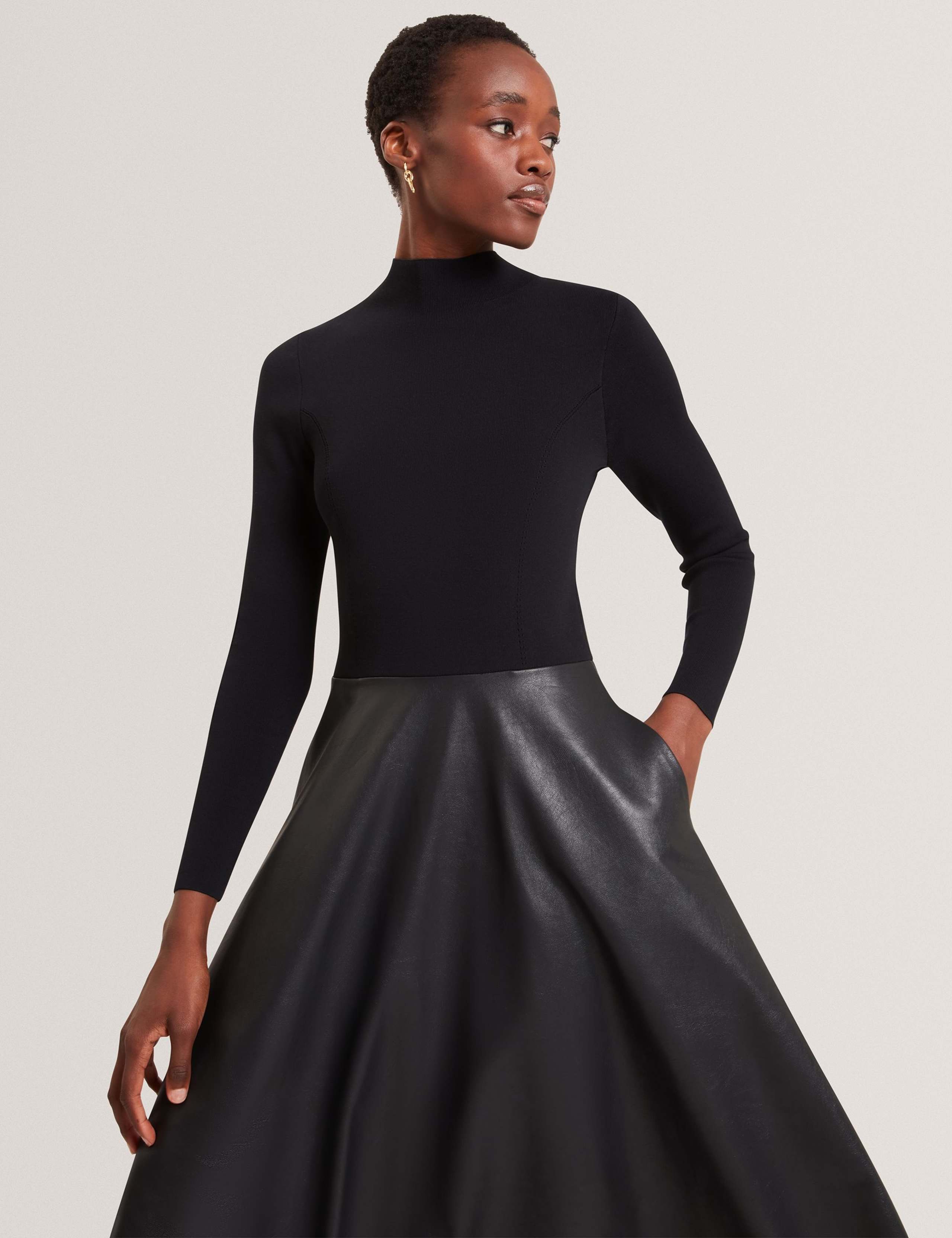 High Neck Midi Skater Dress 2 of 4