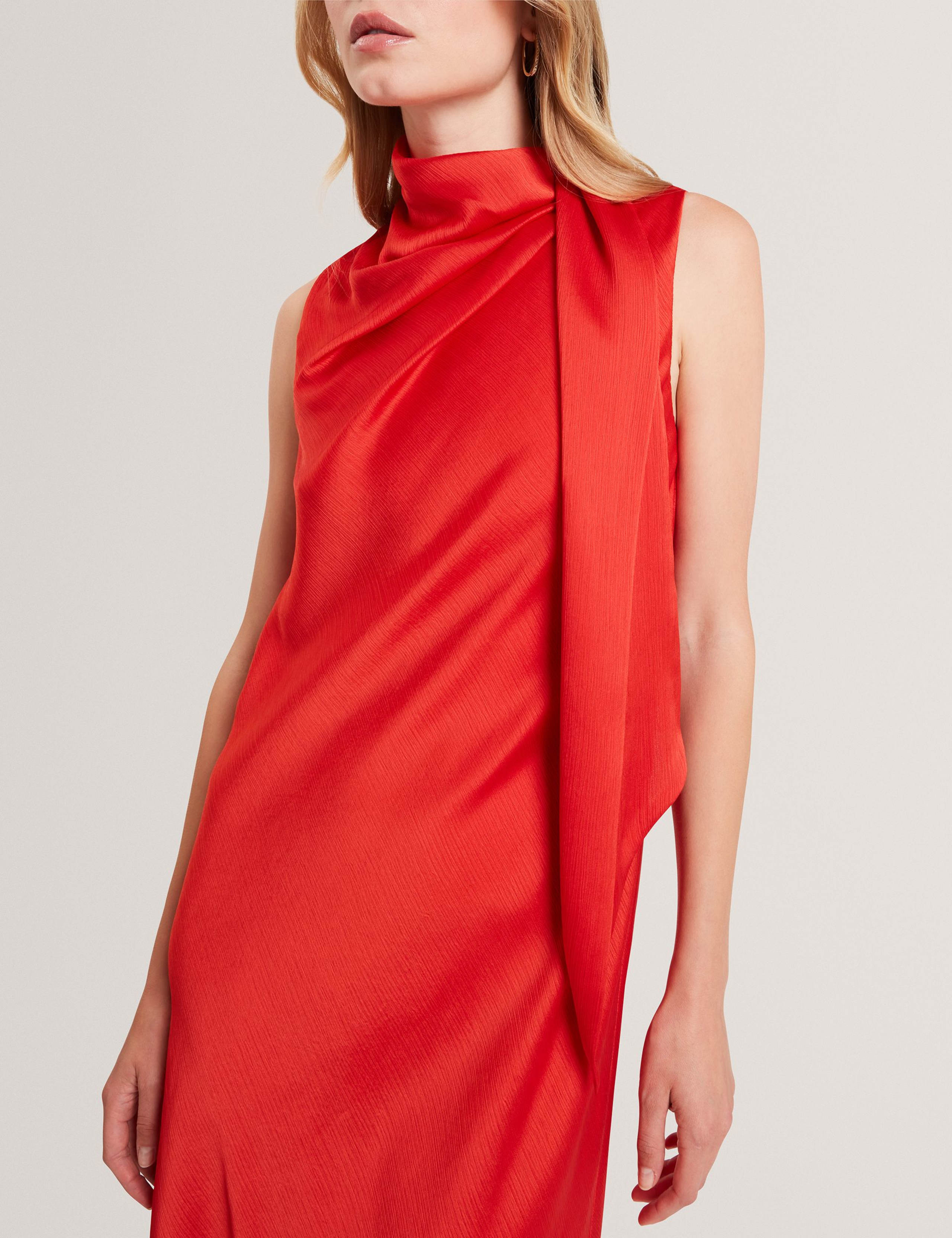 Tie Neck Midi Shift Dress 2 of 4