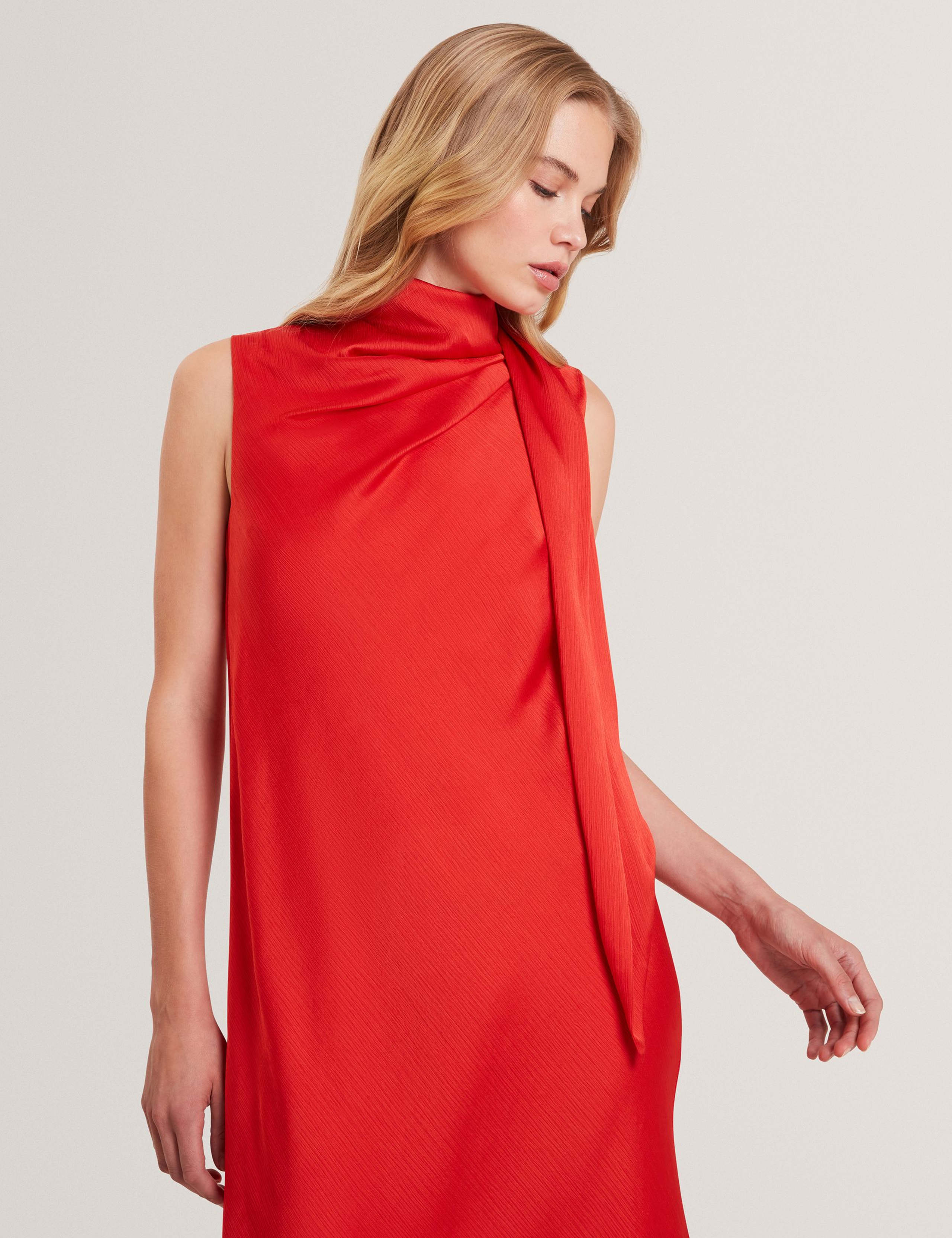Tie Neck Midi Shift Dress 4 of 4