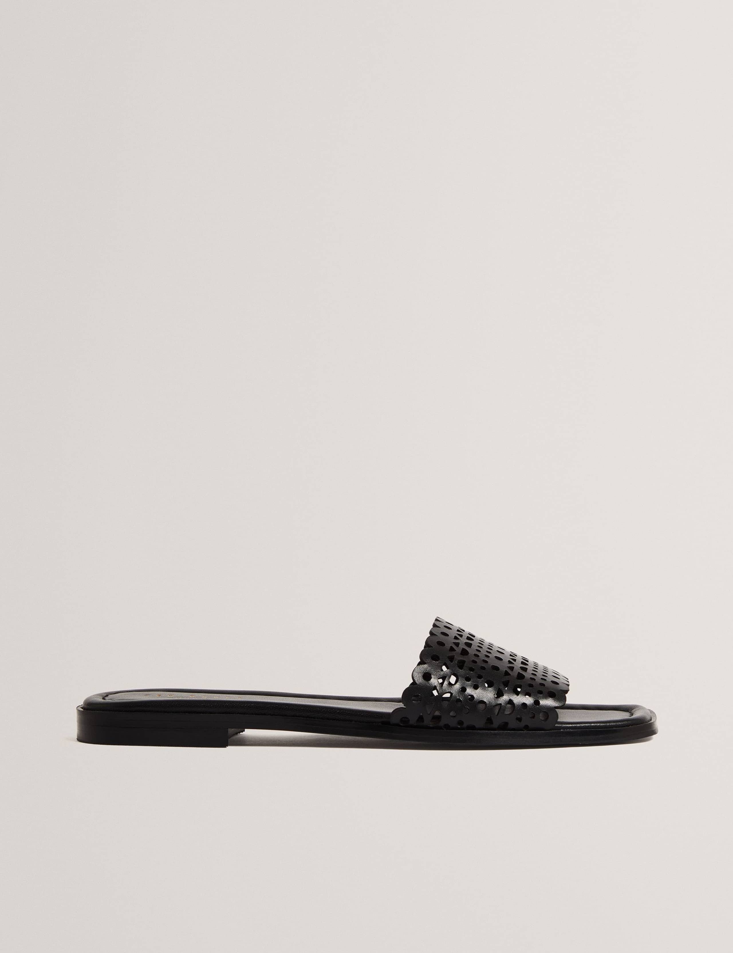 Leather Laser Cut Detail Flat Sliders 2 of 5