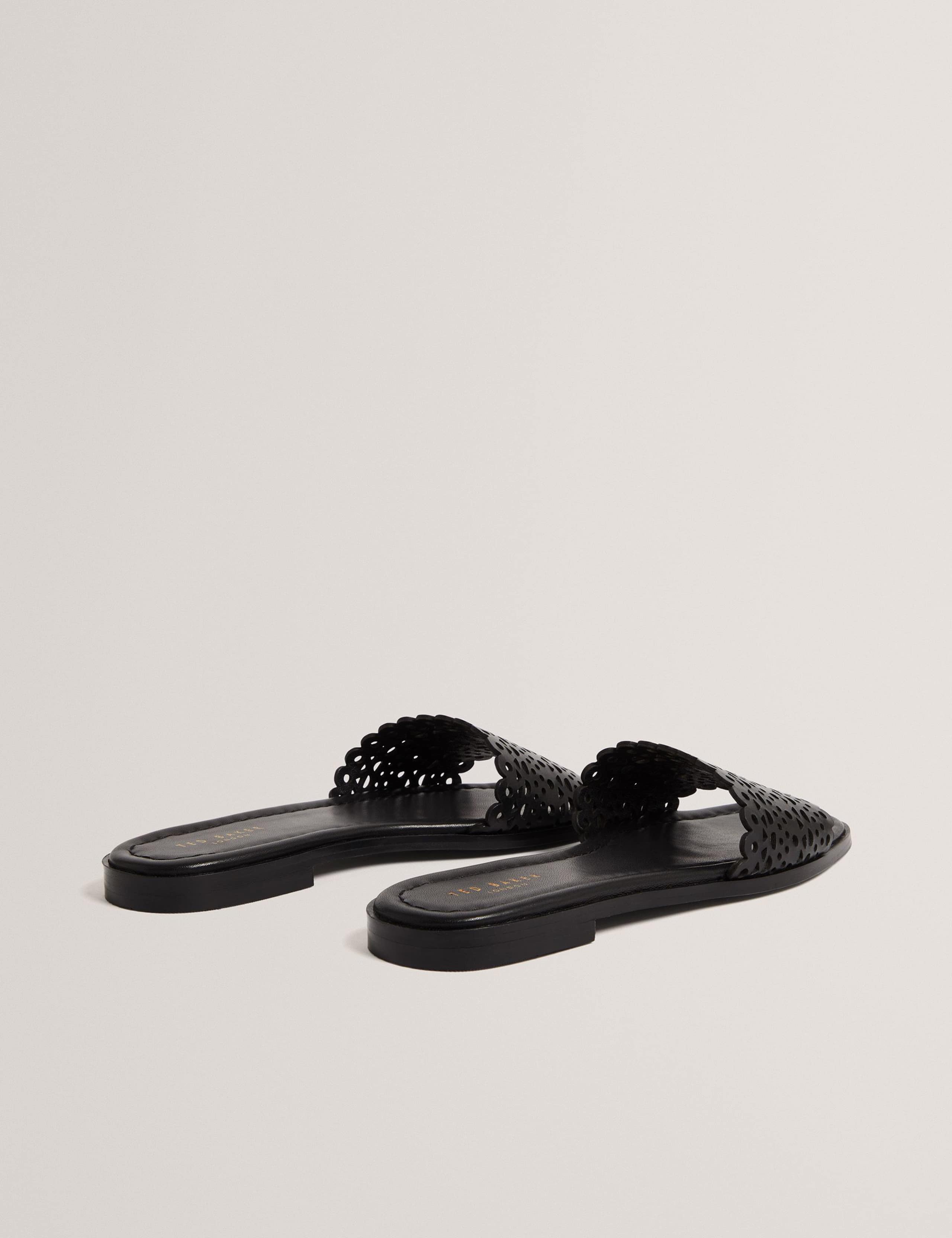 Leather Laser Cut Detail Flat Sliders 4 of 5