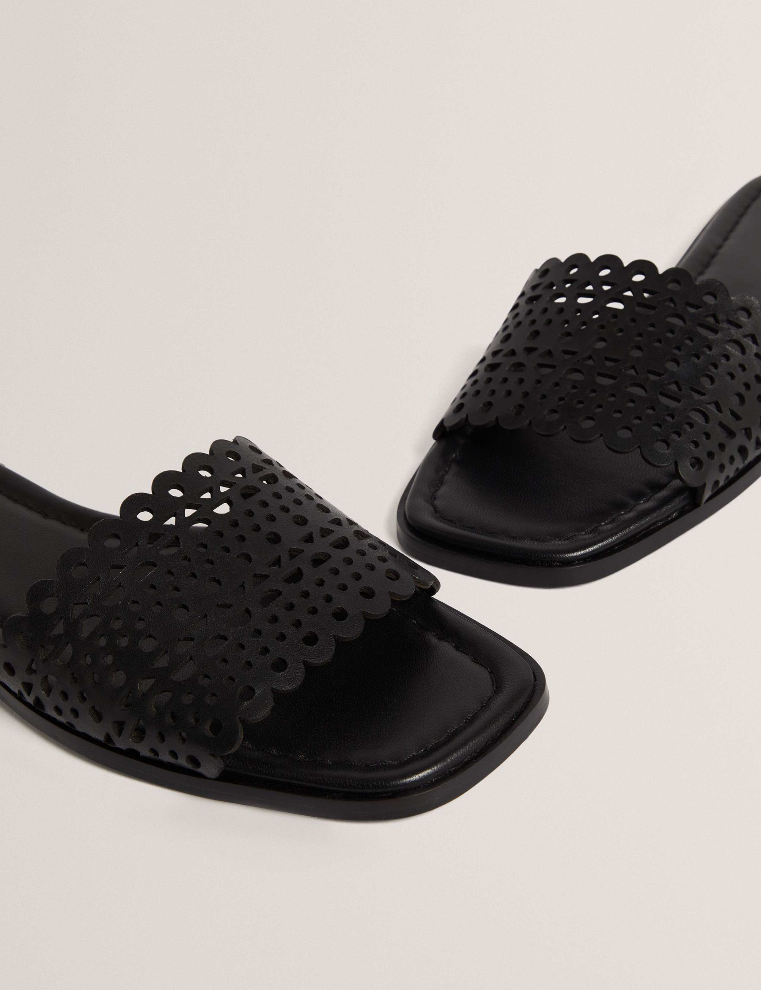 Leather Laser Cut Detail Flat Sliders 5 of 5