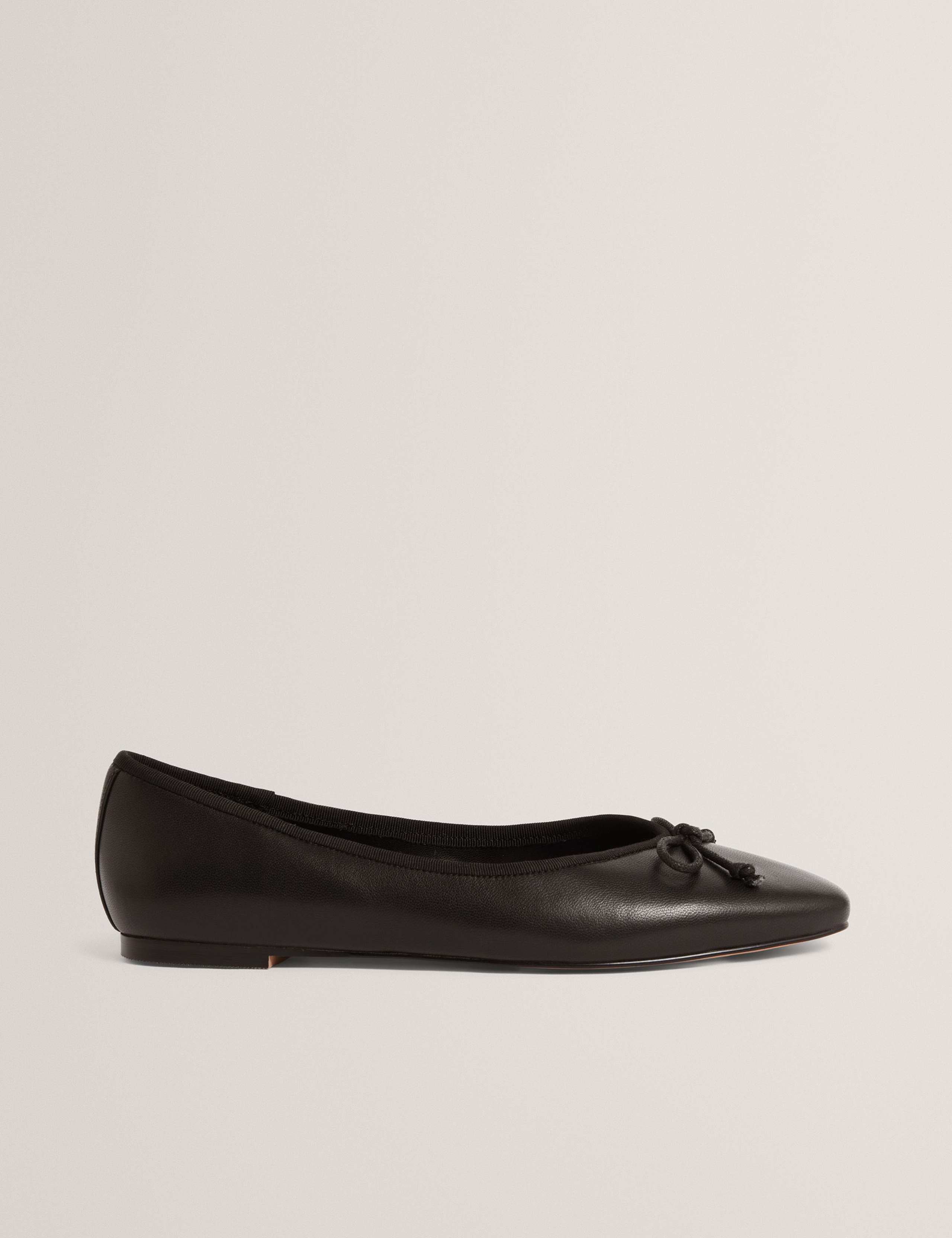 Leather Bow Flat Ballet Pumps 1 of 4