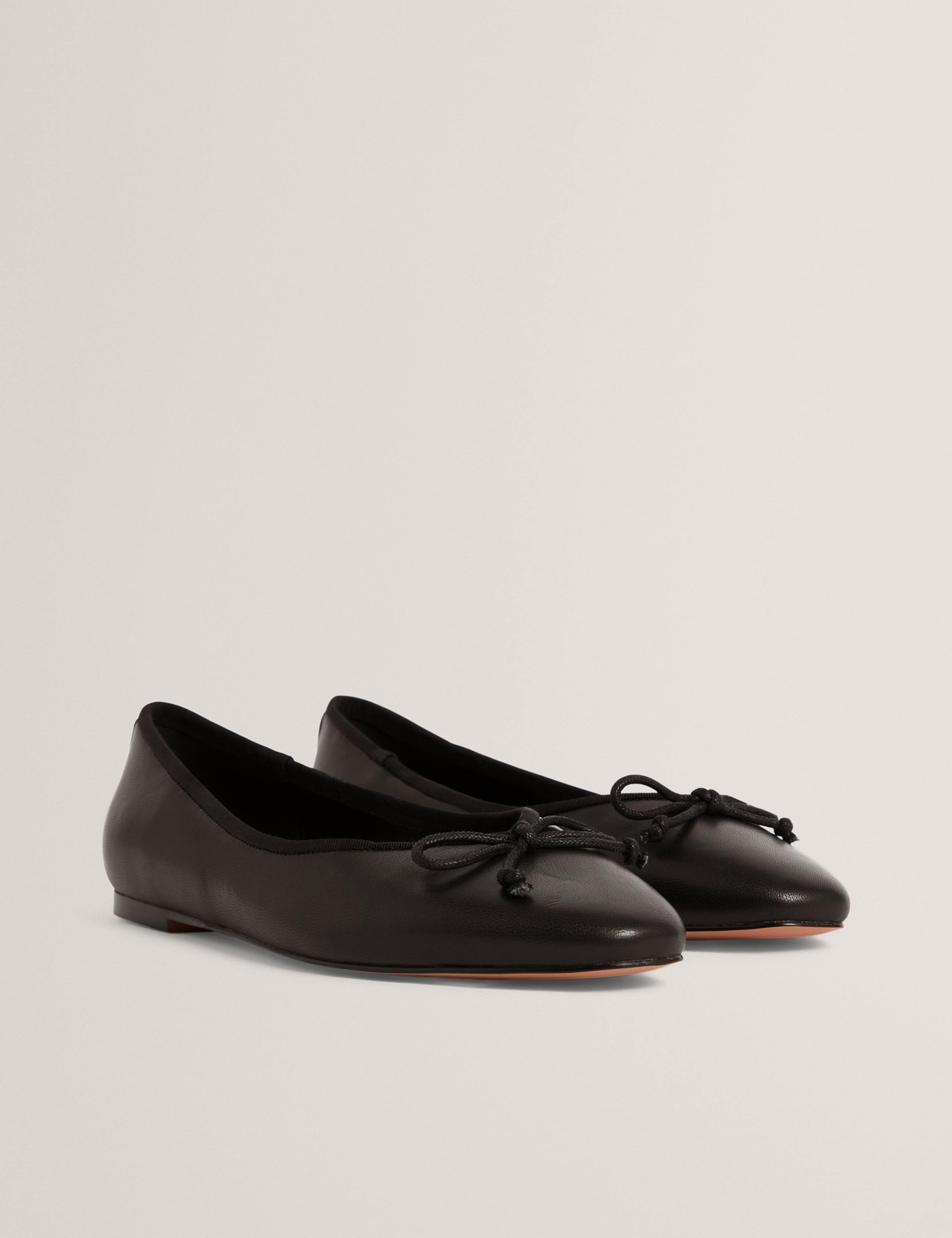 Leather Bow Flat Ballet Pumps 2 of 4