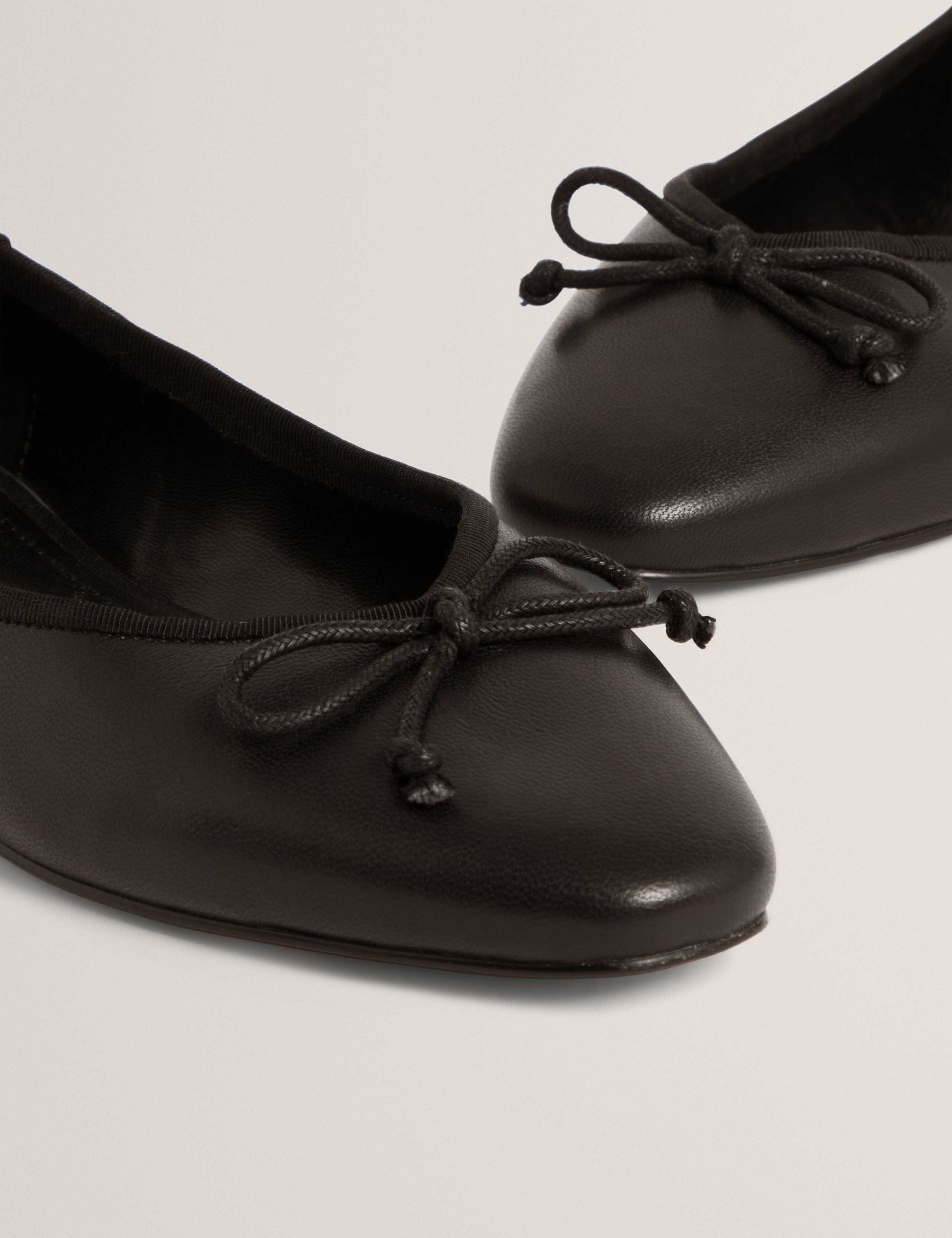Leather Bow Flat Ballet Pumps 3 of 4