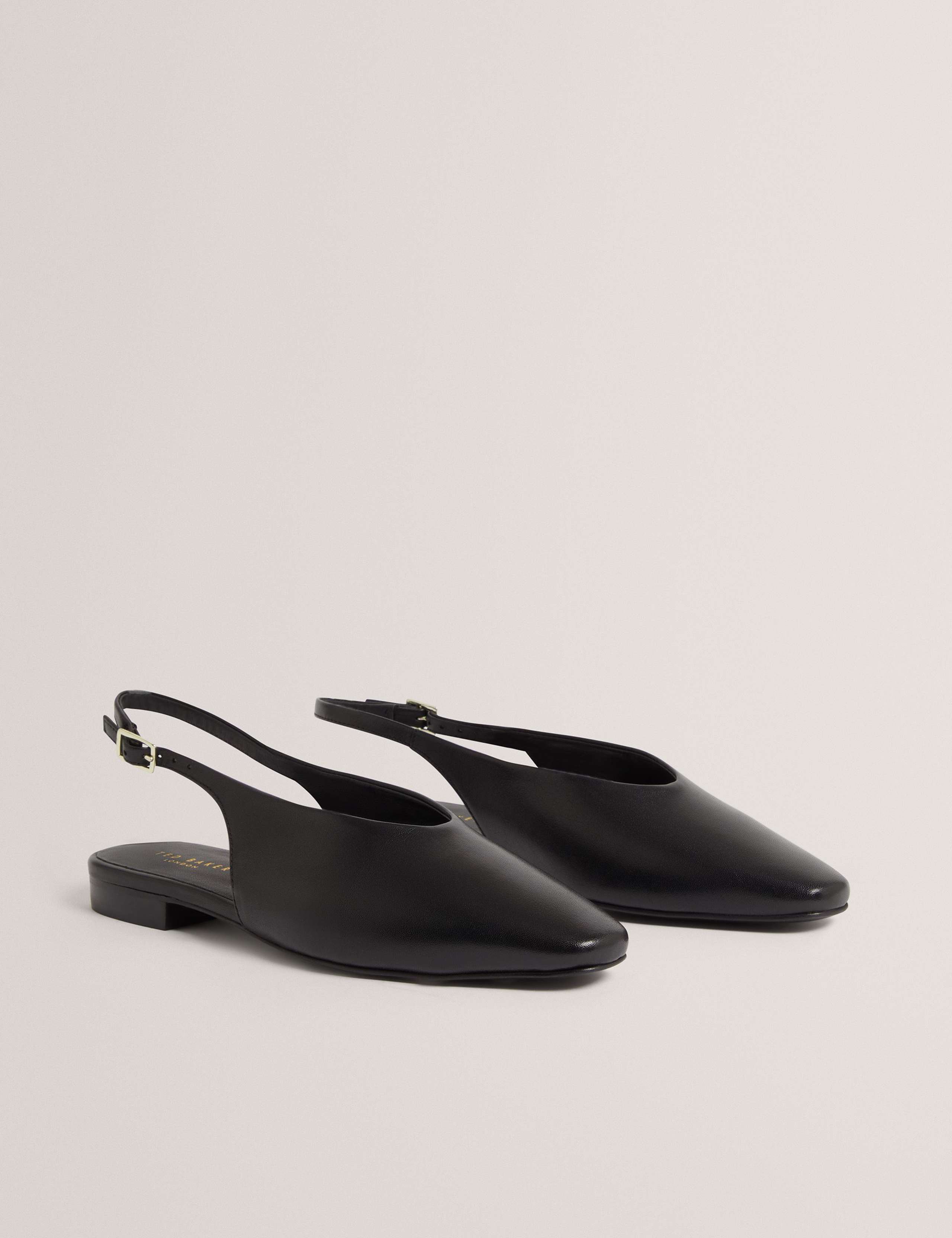 Leather Flat Chisel Toe Slingback Shoes 1 of 5