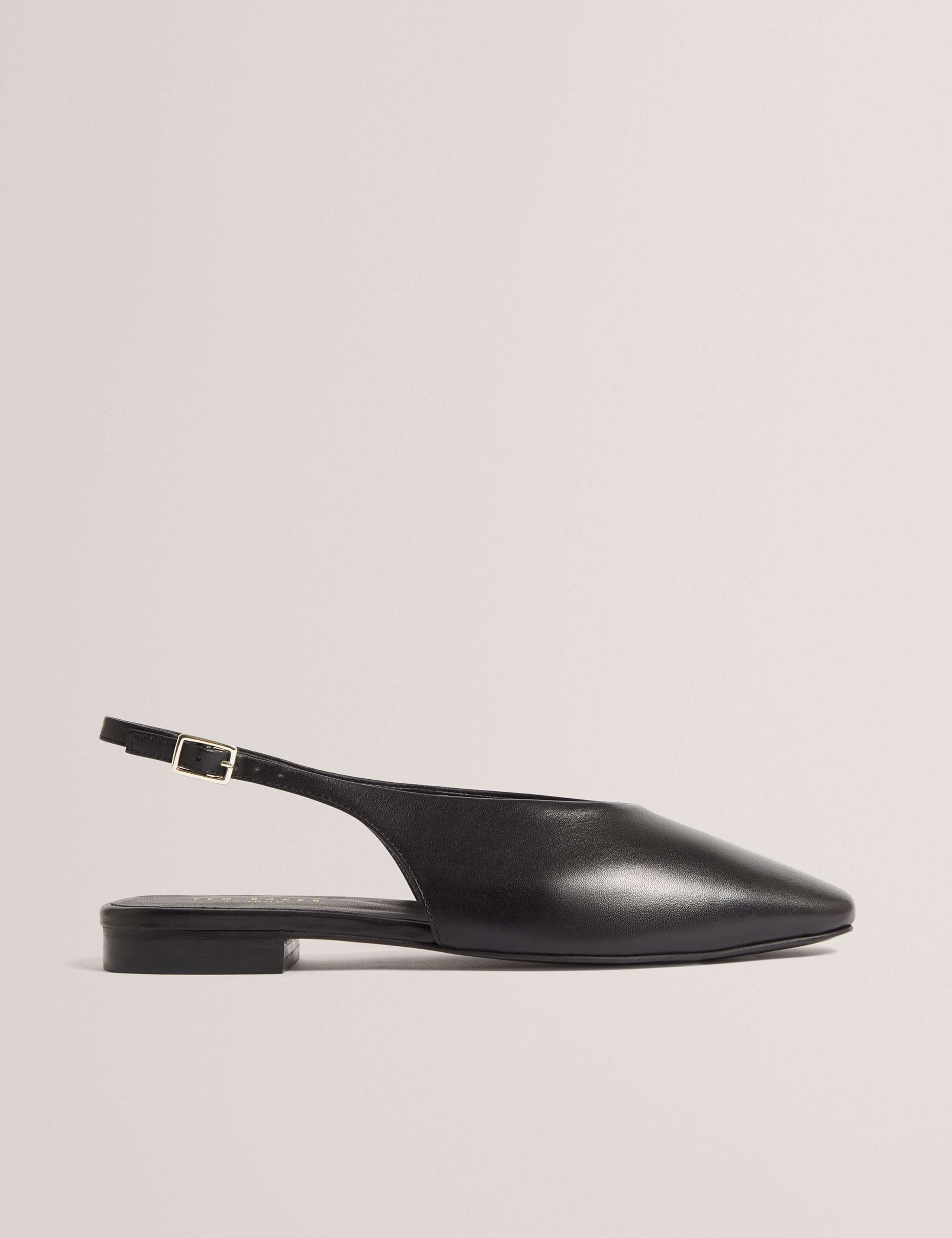 Leather Flat Chisel Toe Slingback Shoes 2 of 5