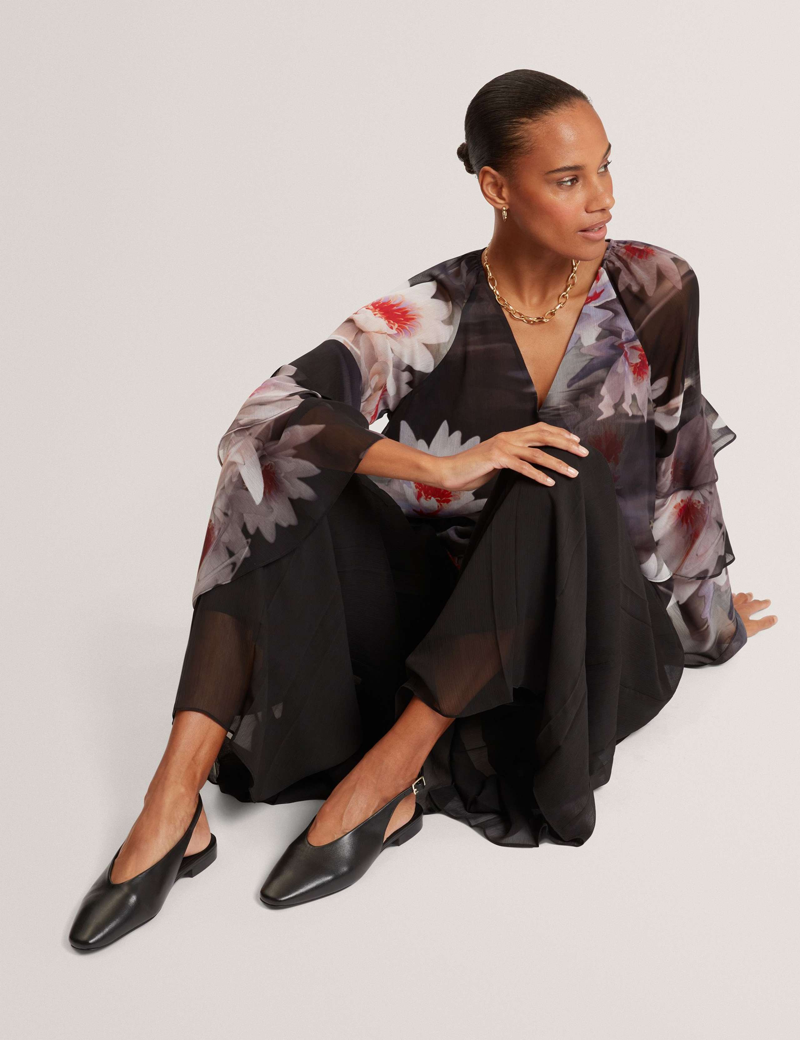 Leather Flat Chisel Toe Slingback Shoes 3 of 5