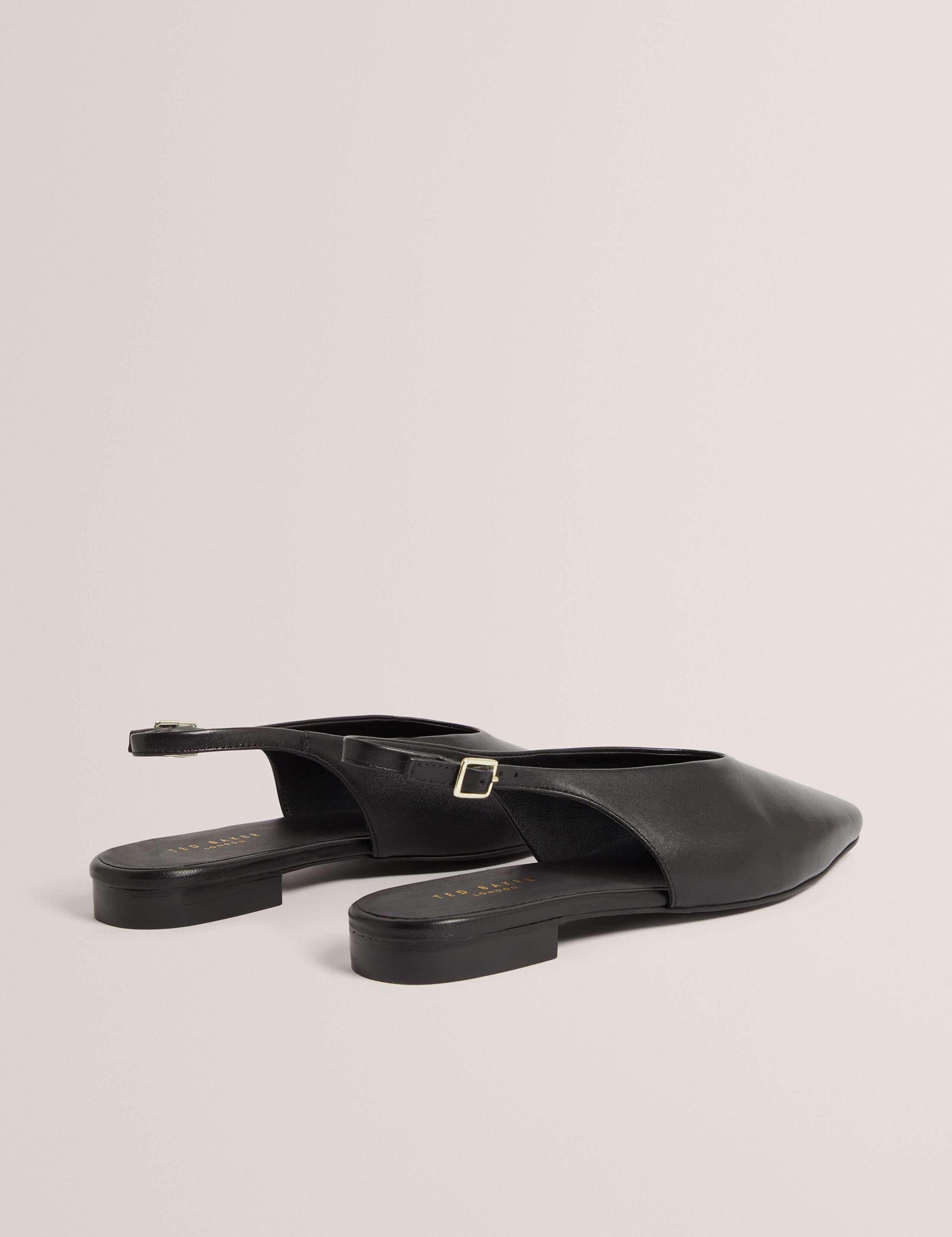 Leather Flat Chisel Toe Slingback Shoes 5 of 5