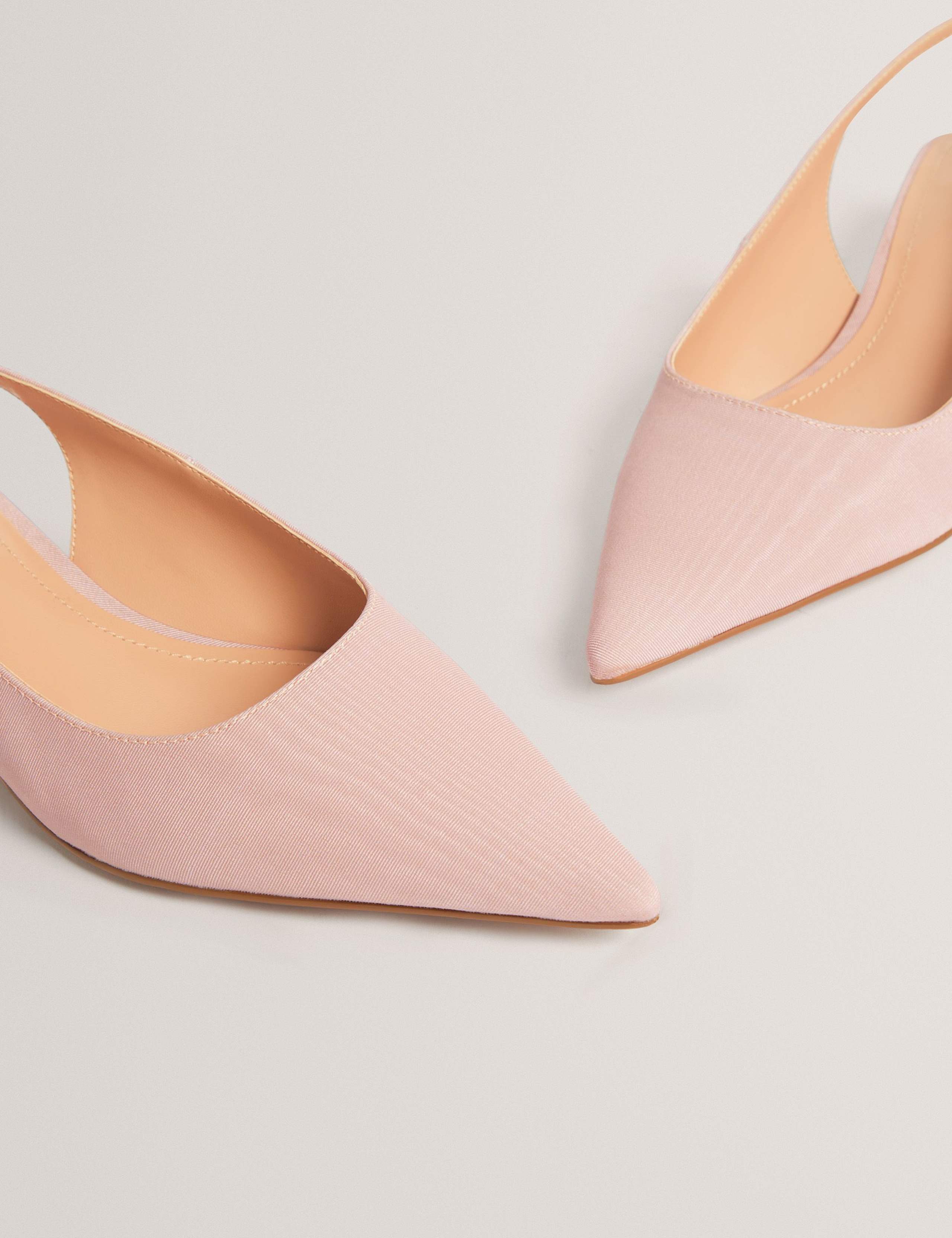 Satin Buckle Kitten Heel Slingback Shoes 3 of 4