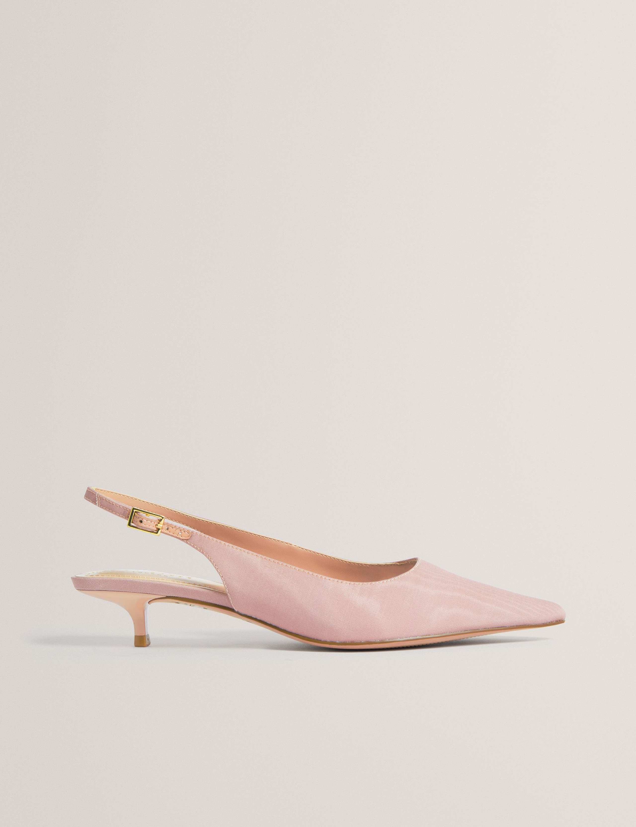 Satin Buckle Kitten Heel Slingback Shoes 2 of 4