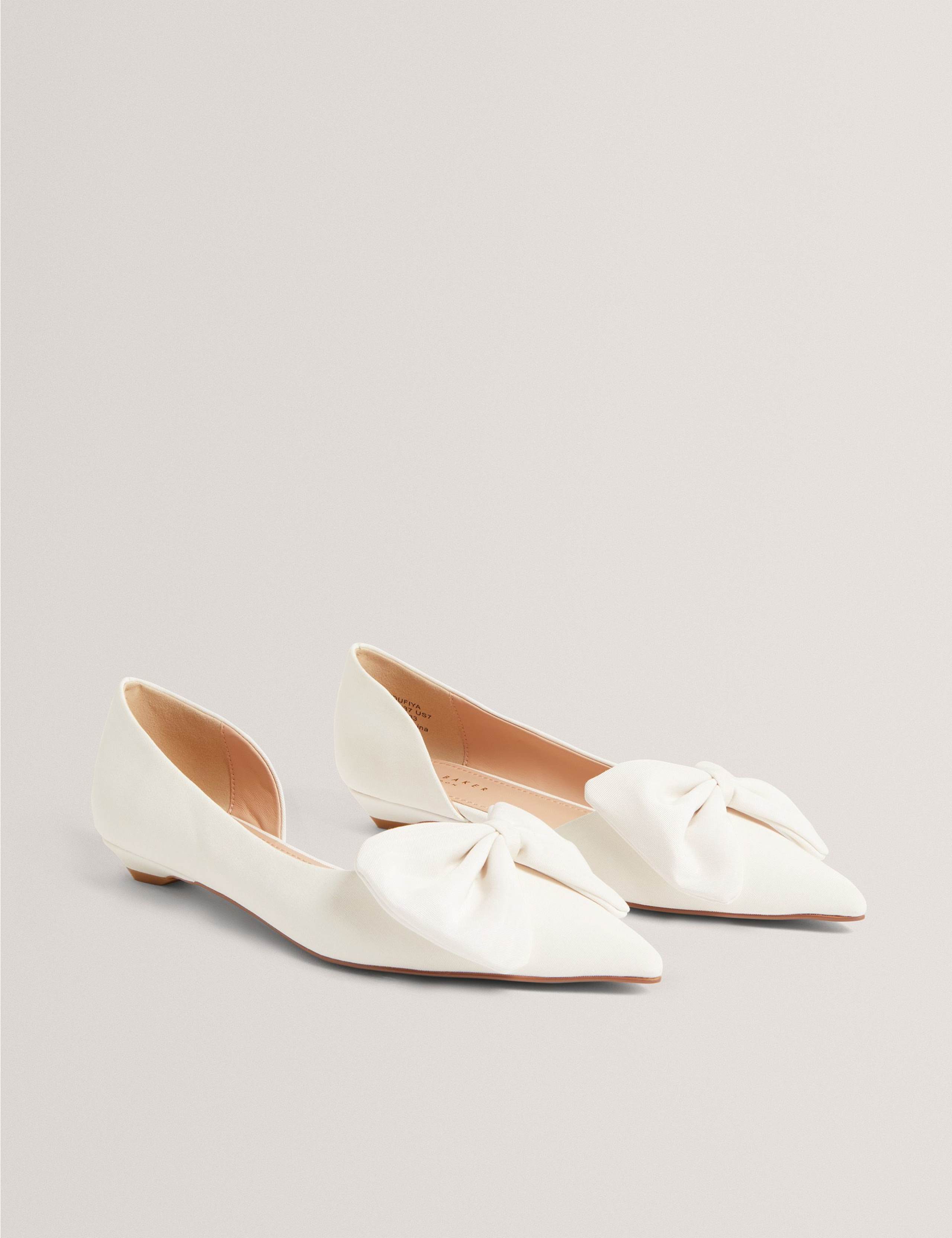 Satin Bow Slip On Flat Pointed Pumps 1 of 4