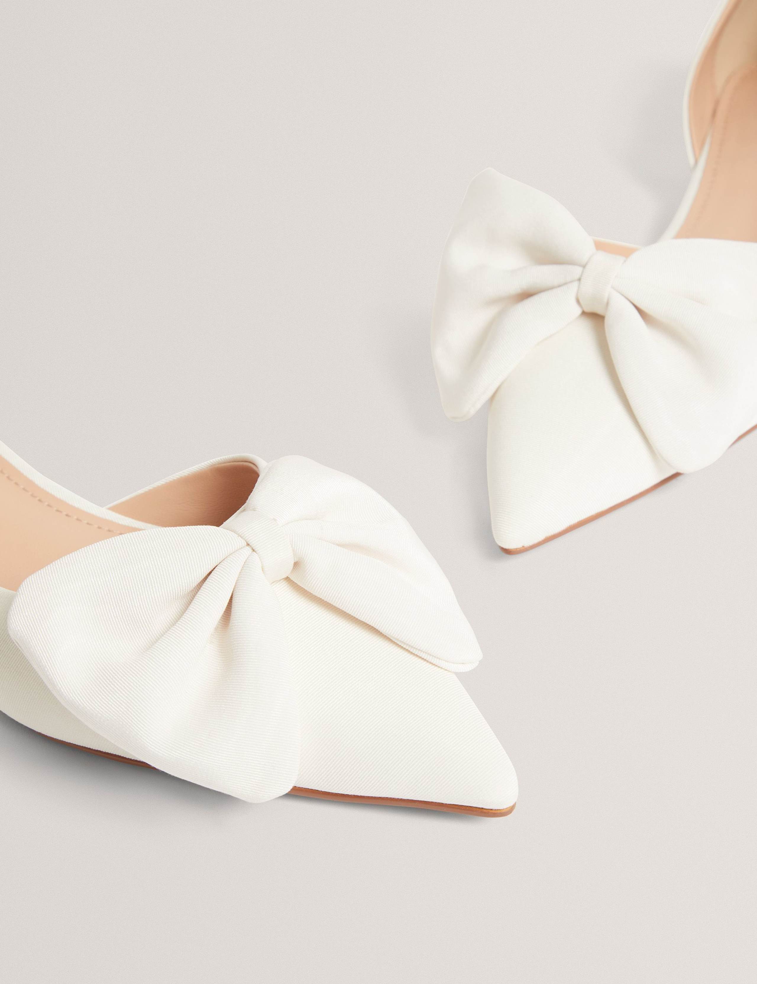 Satin Bow Slip On Flat Pointed Pumps 3 of 4