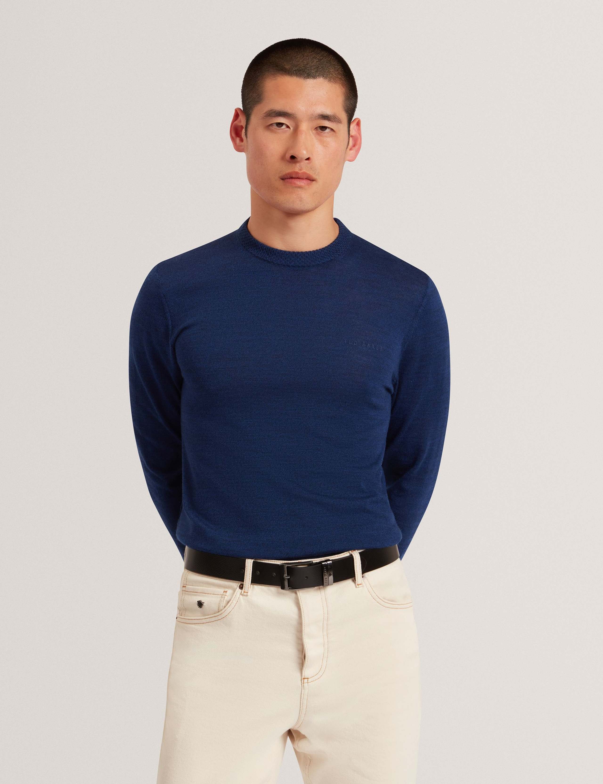 Pure Wool Logo Embroidery Crew Neck Jumper 1 of 4