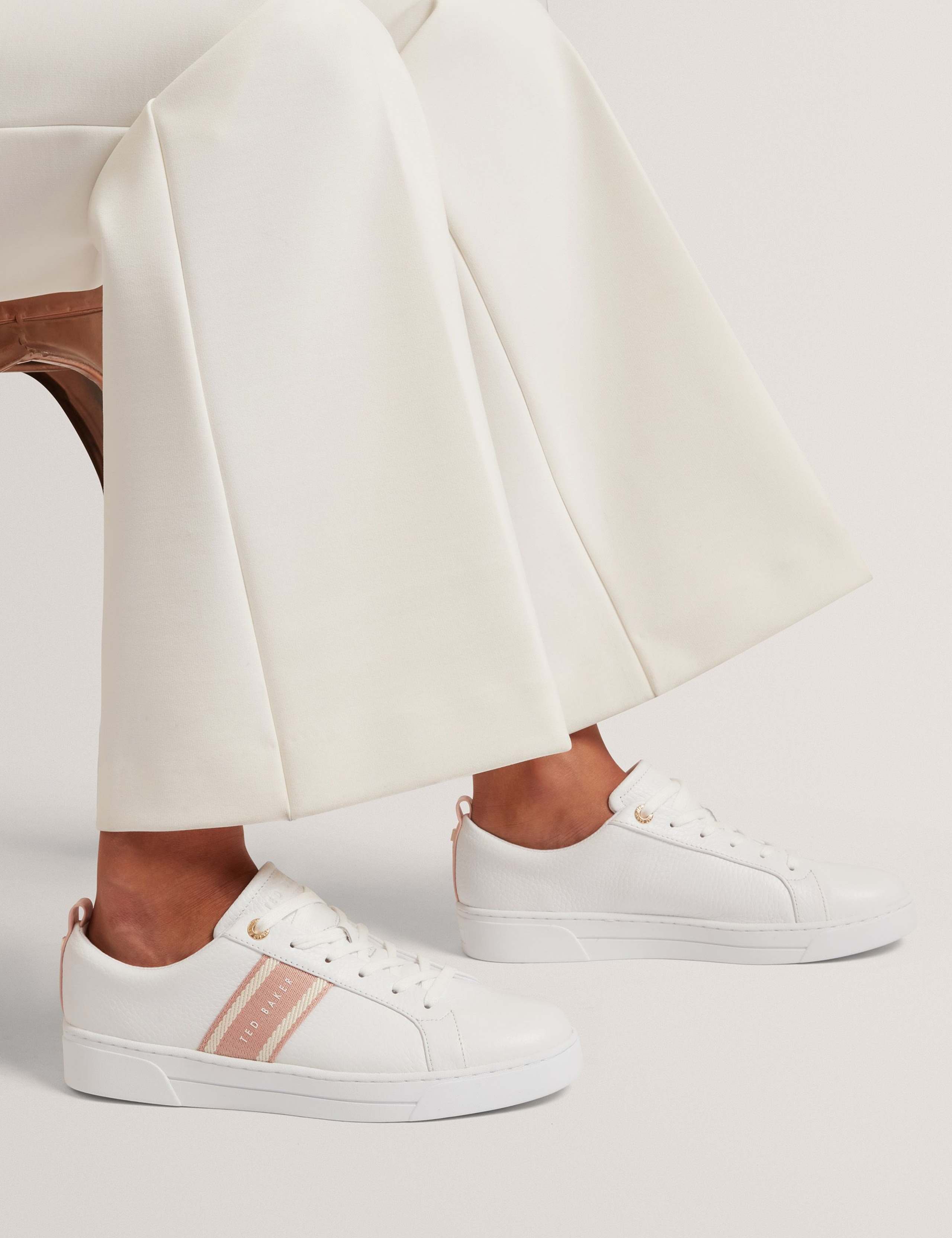 Leather Lace Up Webbing Detail Trainers 2 of 4