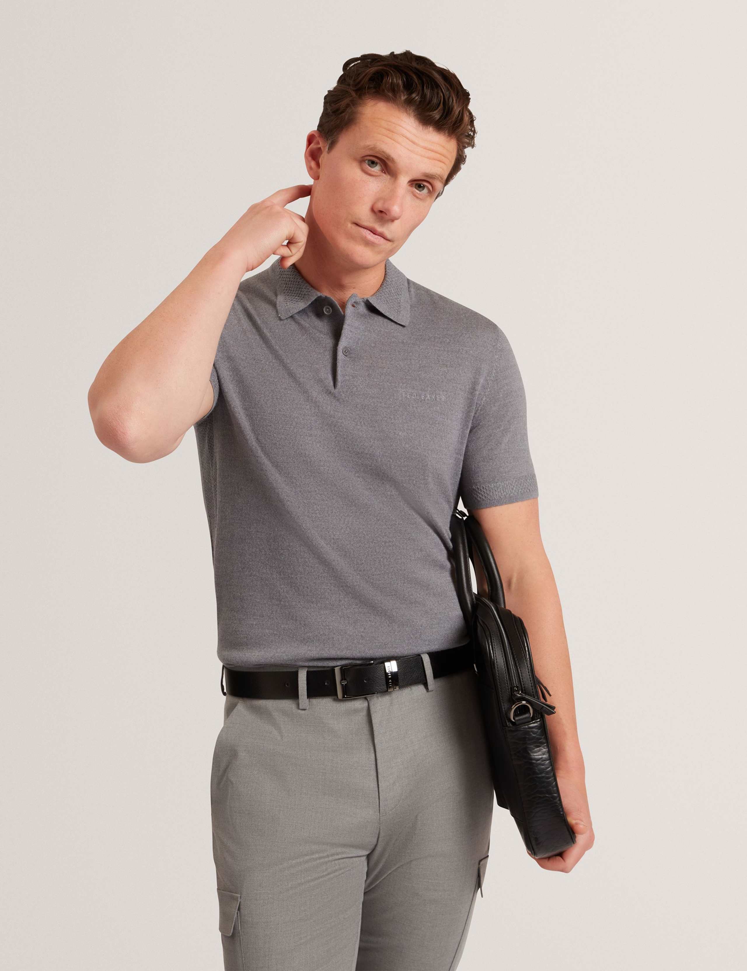 Pure Wool Branded Knitted Polo Shirt 1 of 4