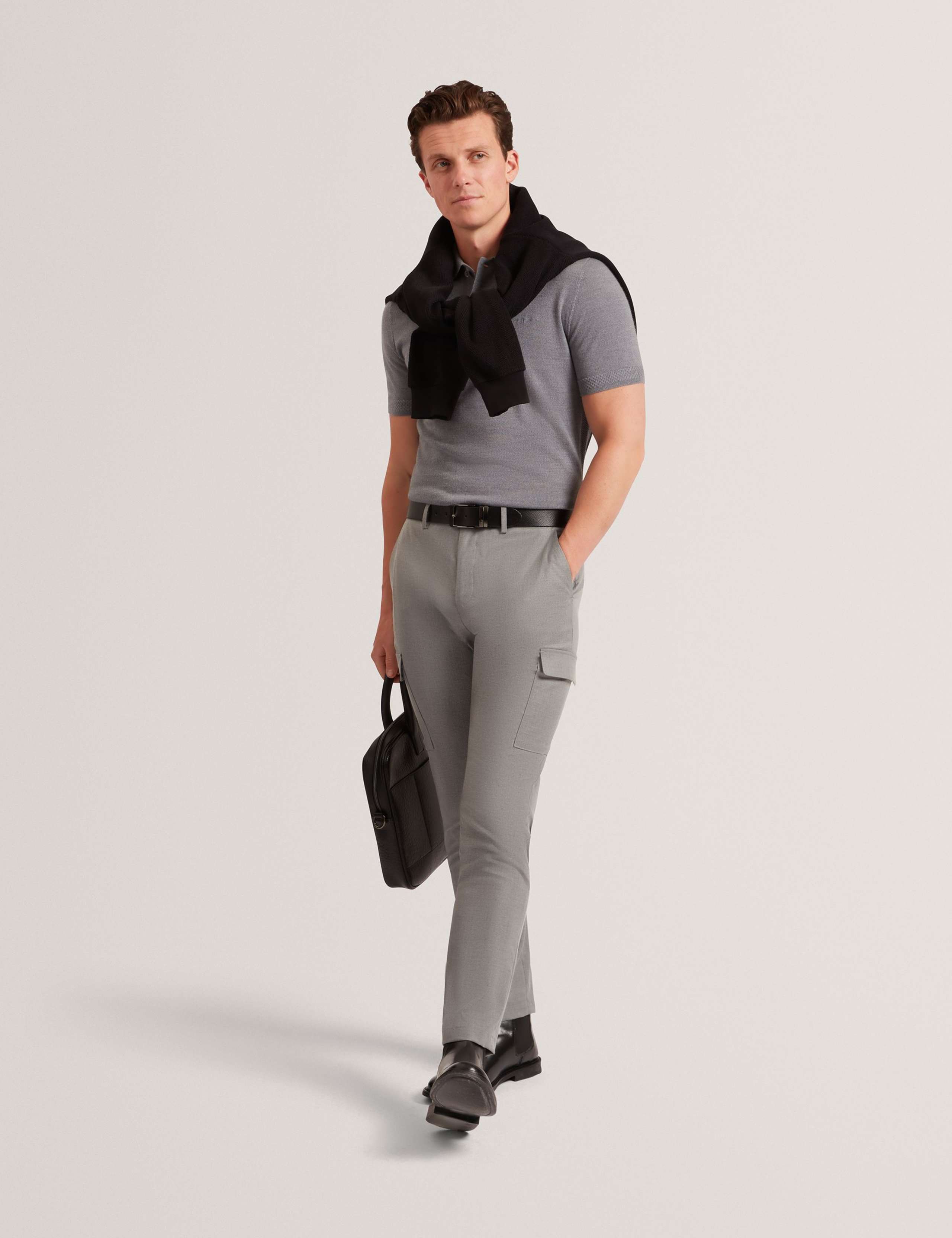 Pure Wool Branded Knitted Polo Shirt 3 of 4